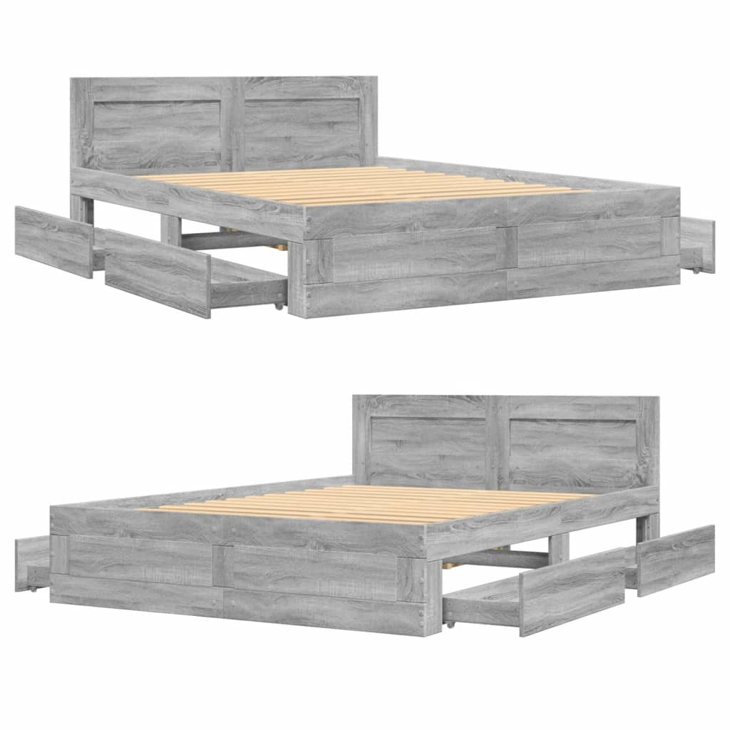 Cadre de lit et tête de lit sans matelas sonoma gris 120x200 cm - XIOS