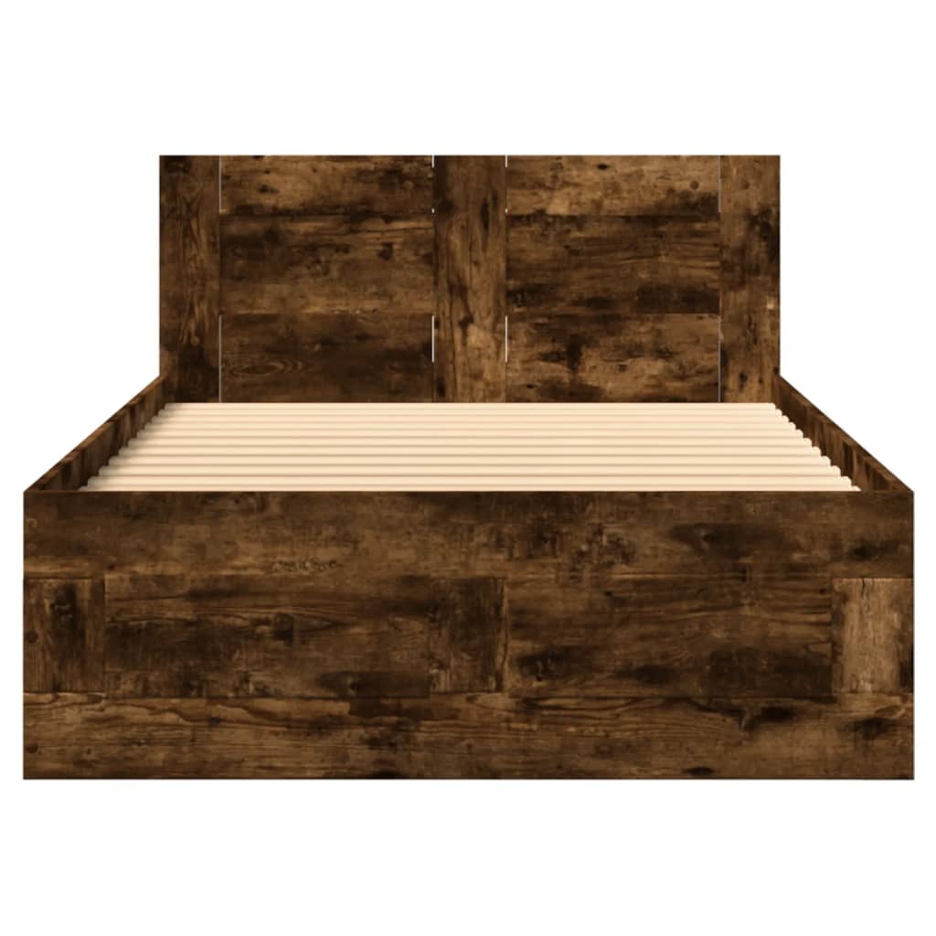 Cadre de lit et tête de lit sans matelas chêne fumé 90x200 cm - XIOS