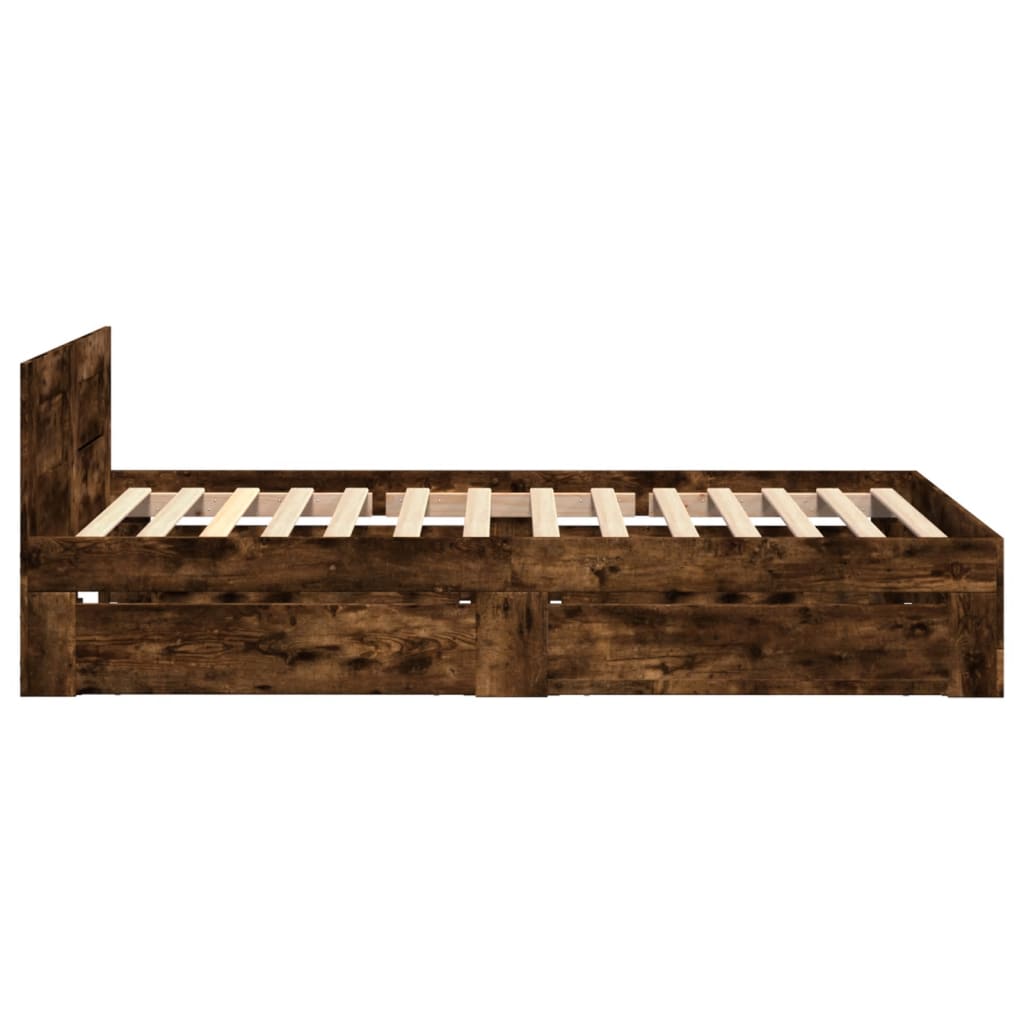 Cadre de lit et tête de lit sans matelas chêne fumé 90x200 cm - XIOS