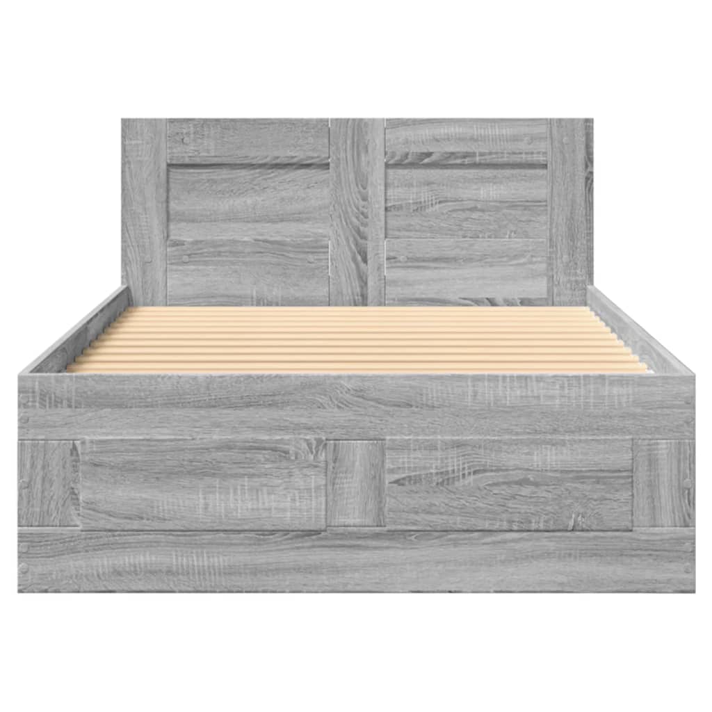 Cadre de lit et tête de lit sans matelas sonoma gris 90x200 cm - XIOS