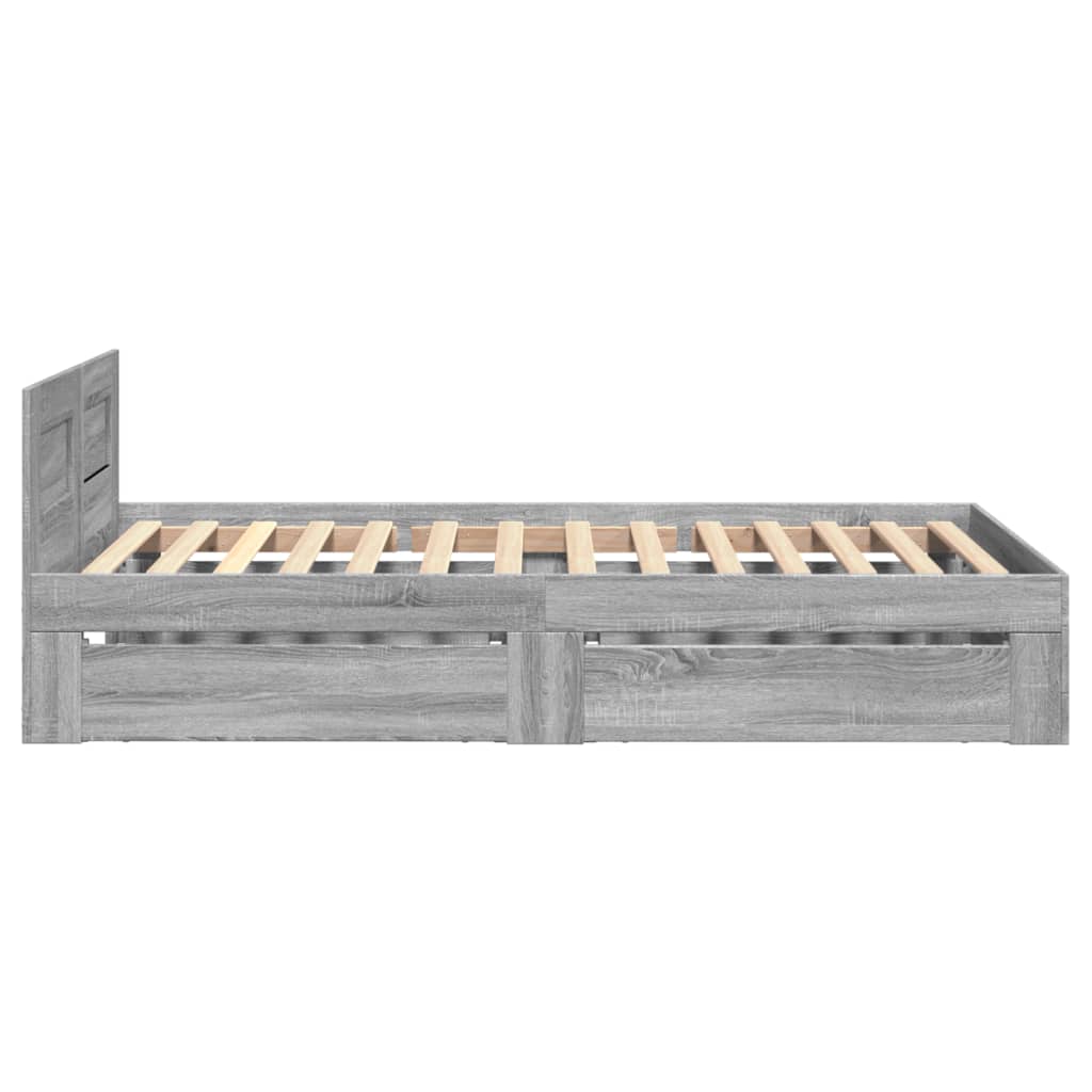 Cadre de lit et tête de lit sans matelas sonoma gris 90x200 cm - XIOS