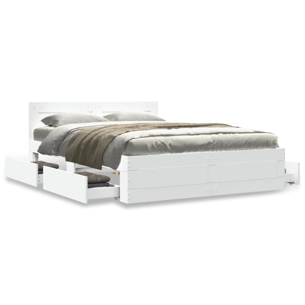 Cadre de lit avec tête de lit sans matelas blanc 140x190 cm - XIOS