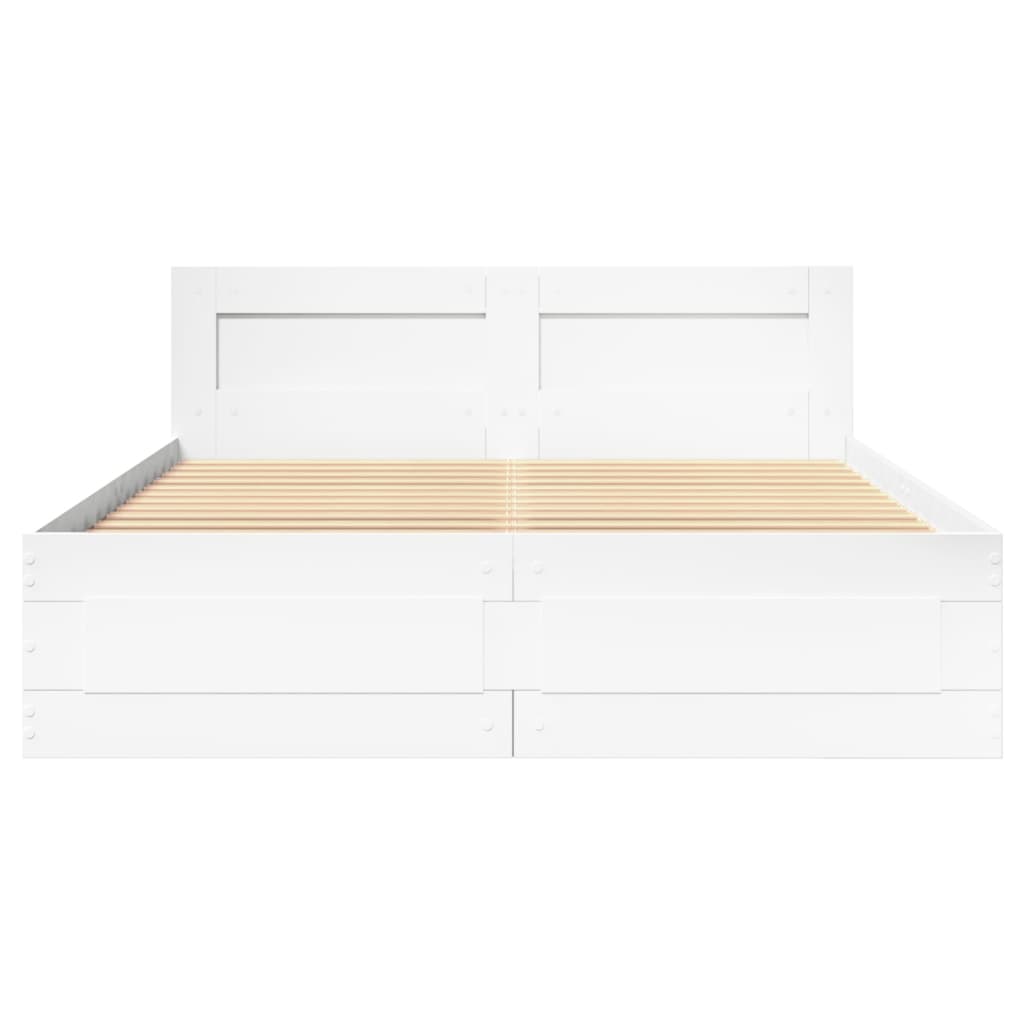 Cadre de lit avec tête de lit sans matelas blanc 140x190 cm - XIOS