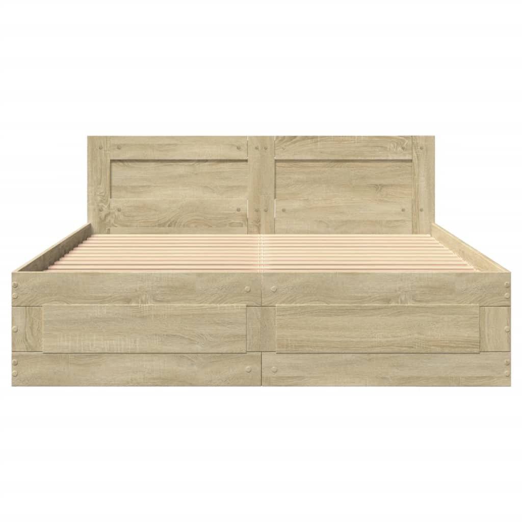 Cadre de lit et tête de lit sans matelas chêne sonoma 135x190cm - XIOS