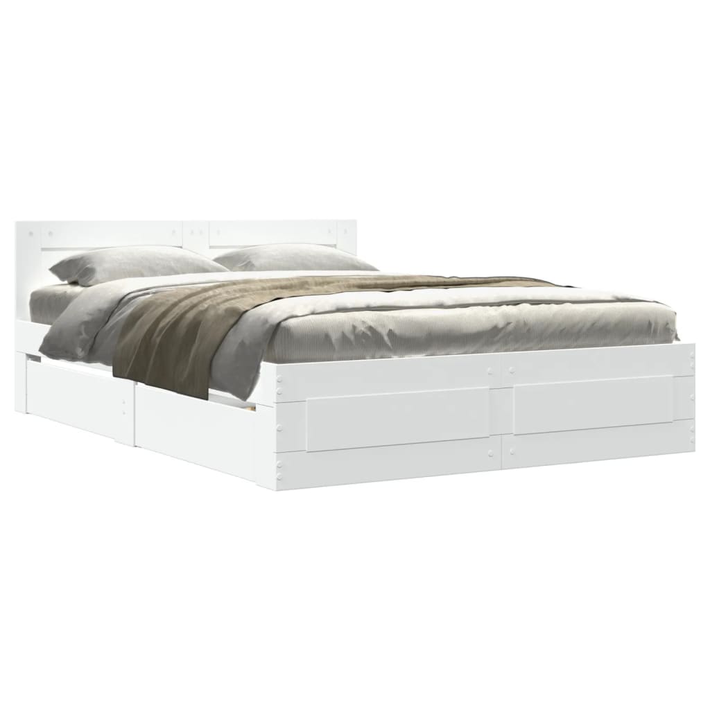 Cadre de lit avec tête de lit sans matelas blanc 120x190 cm - XIOS