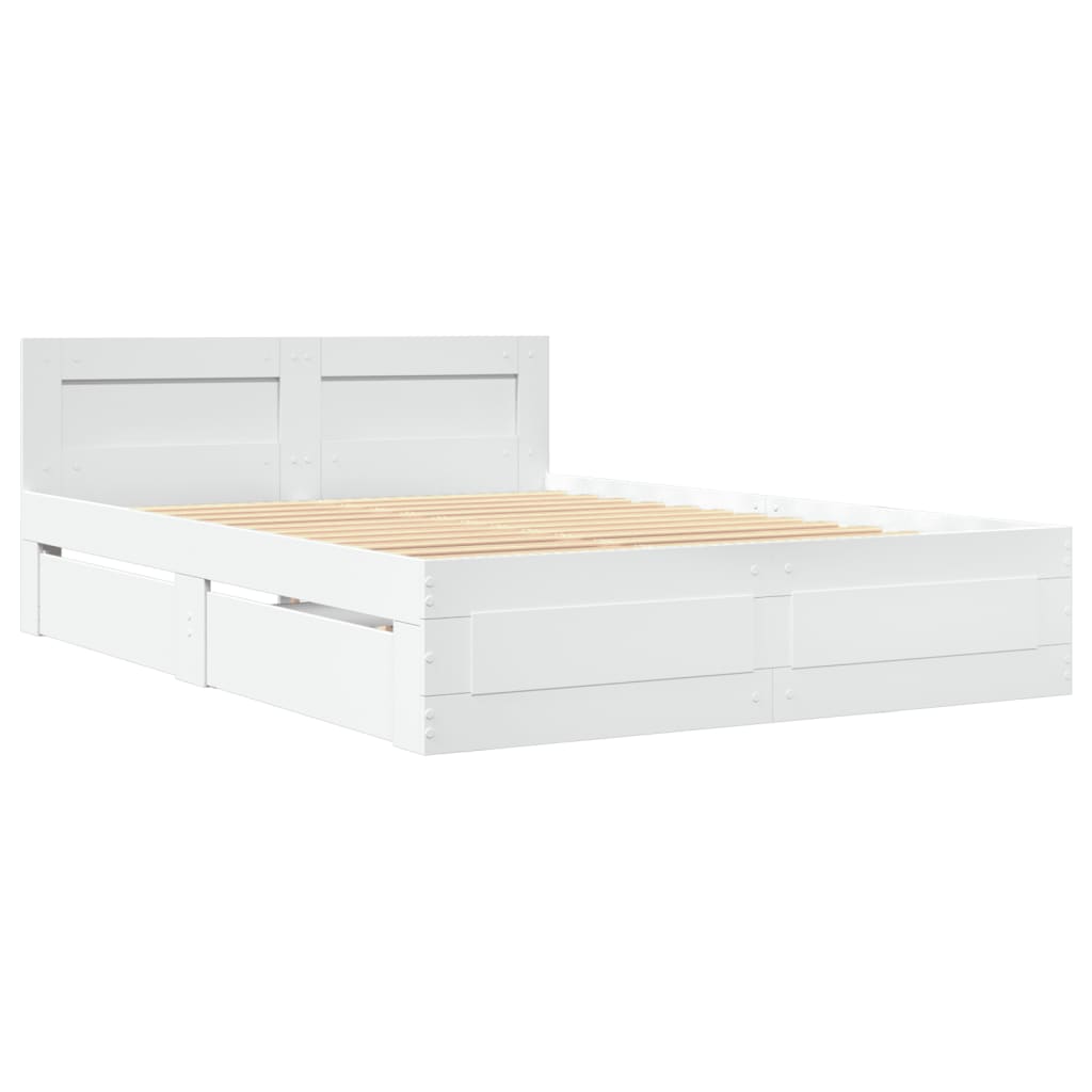 Cadre de lit avec tête de lit sans matelas blanc 120x190 cm - XIOS