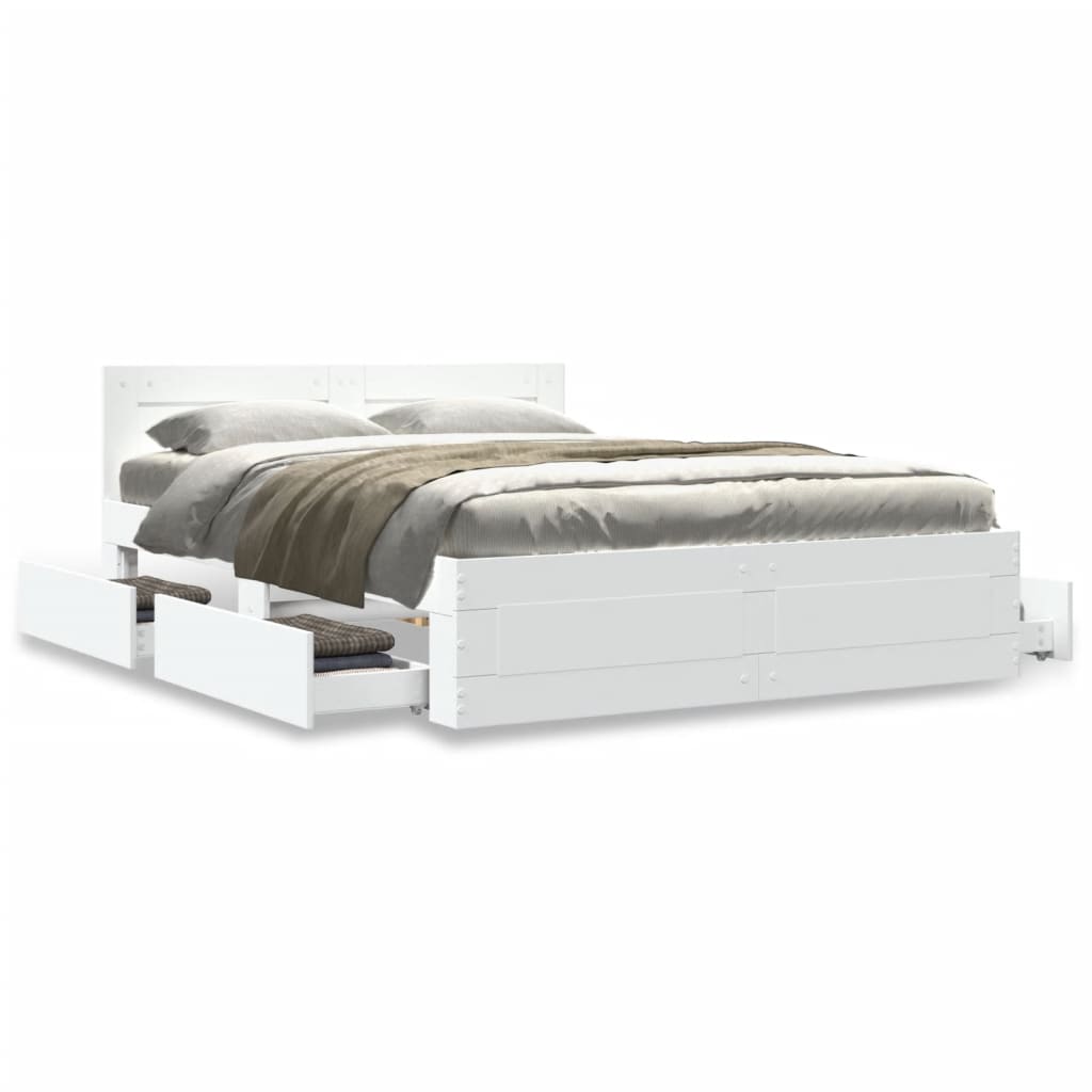 Cadre de lit avec tête de lit sans matelas blanc 120x190 cm - XIOS