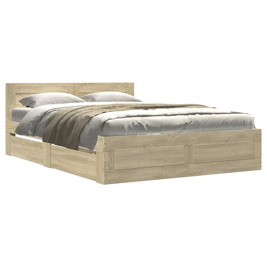 Cadre de lit et tête de lit sans matelas chêne sonoma 120x190cm - XIOS