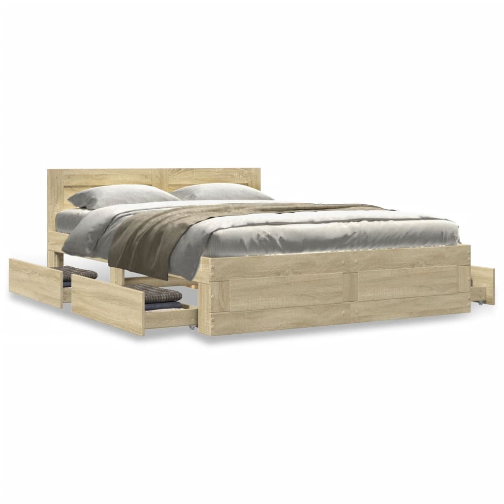 Cadre de lit et tête de lit sans matelas chêne sonoma 120x190cm - XIOS
