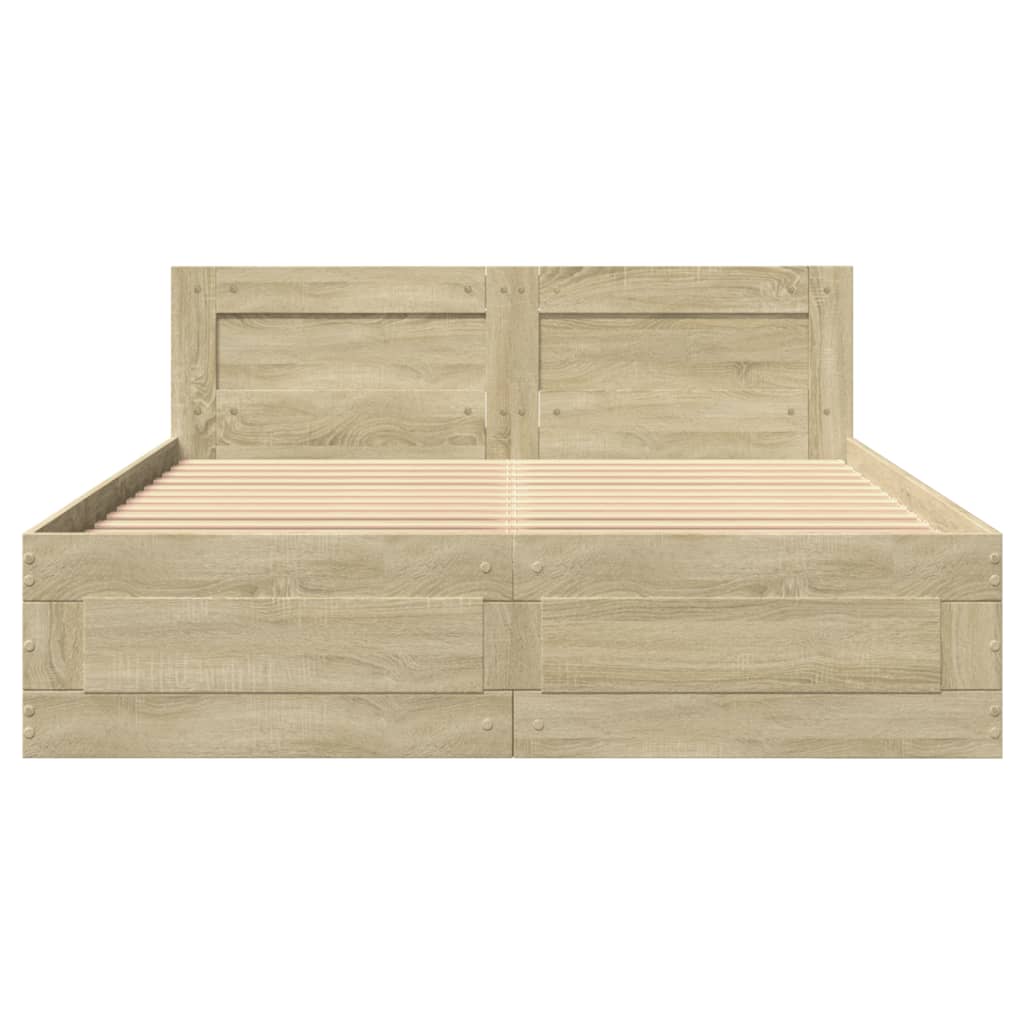 Cadre de lit et tête de lit sans matelas chêne sonoma 120x190cm - XIOS