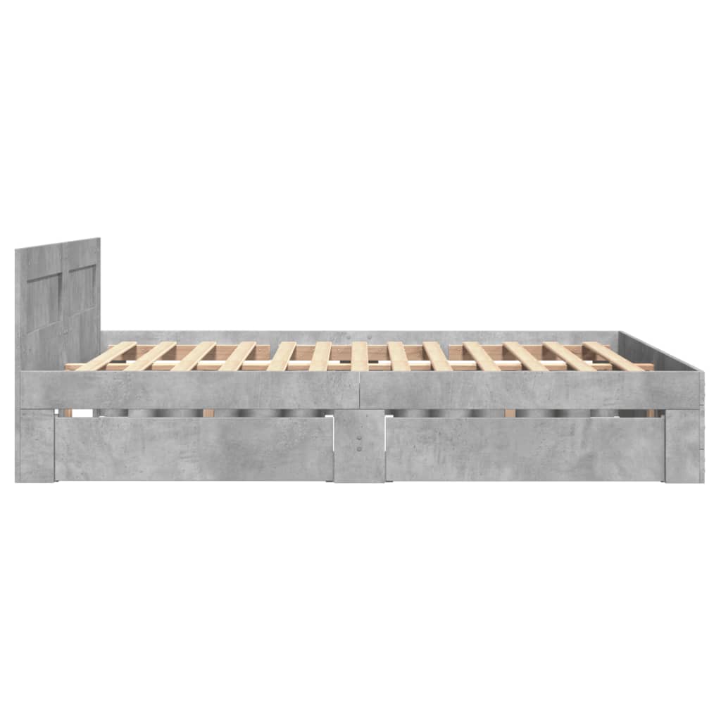 Cadre de lit et tête de lit sans matelas gris béton 120x190 cm - XIOS