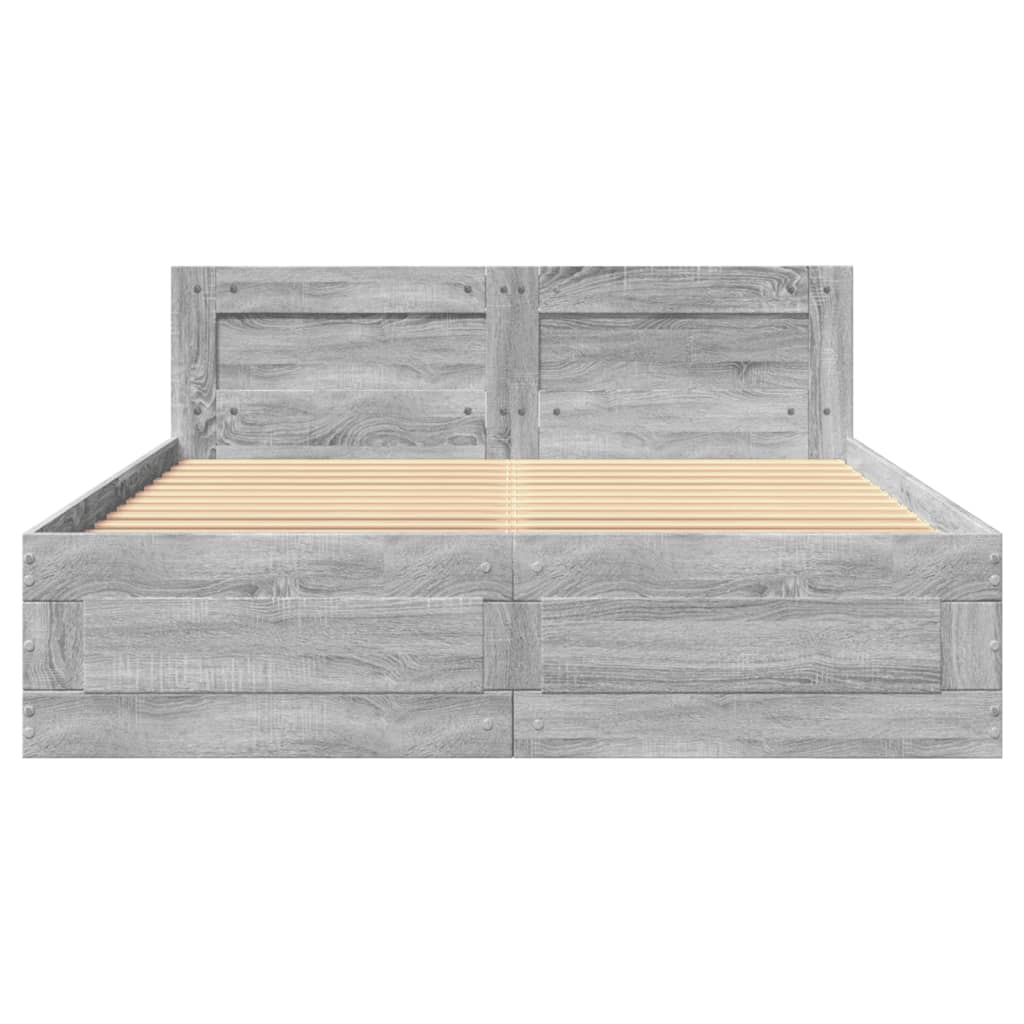 Cadre de lit et tête de lit sans matelas sonoma gris 120x190 cm - XIOS