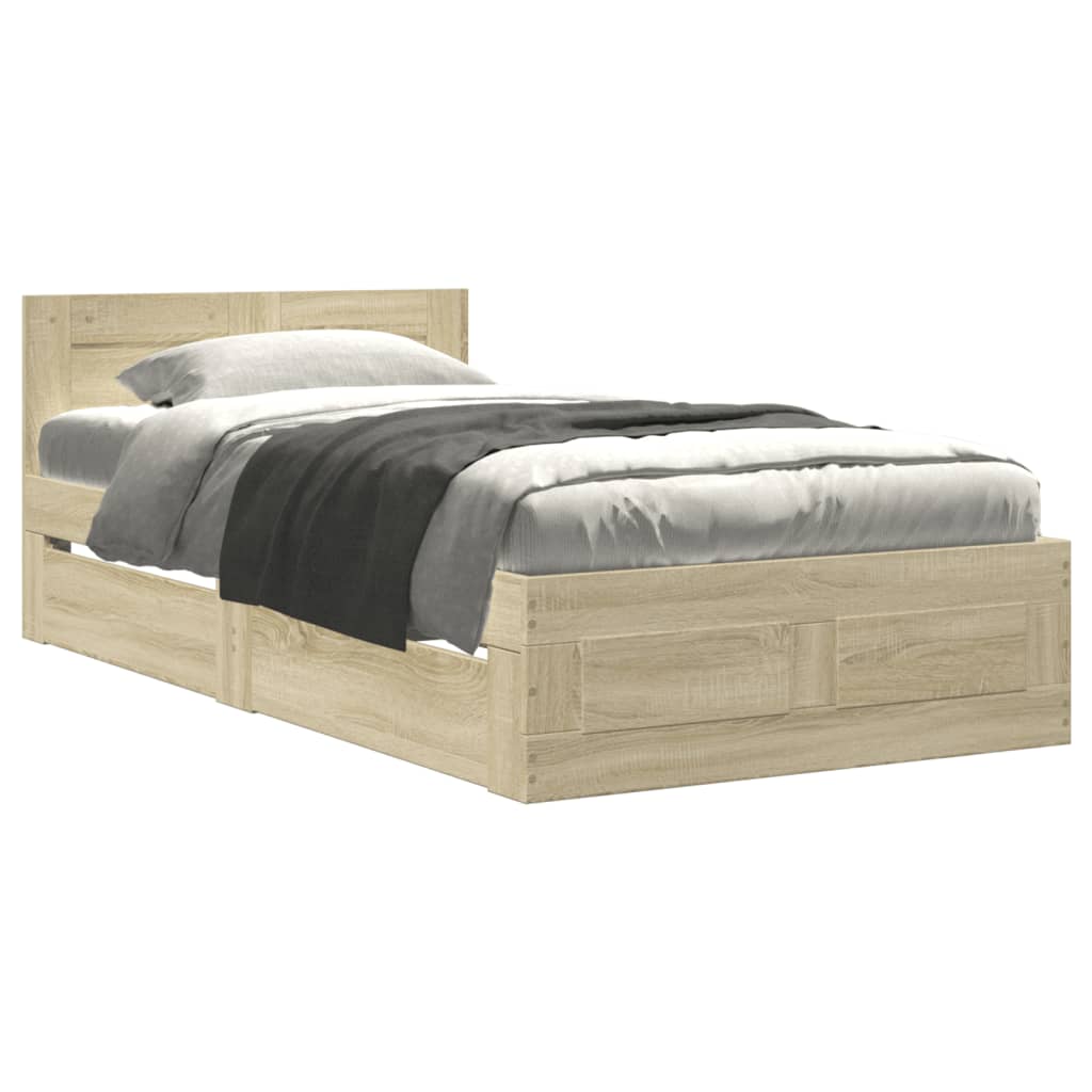Cadre de lit et tête de lit sans matelas chêne sonoma 90x190 cm - XIOS