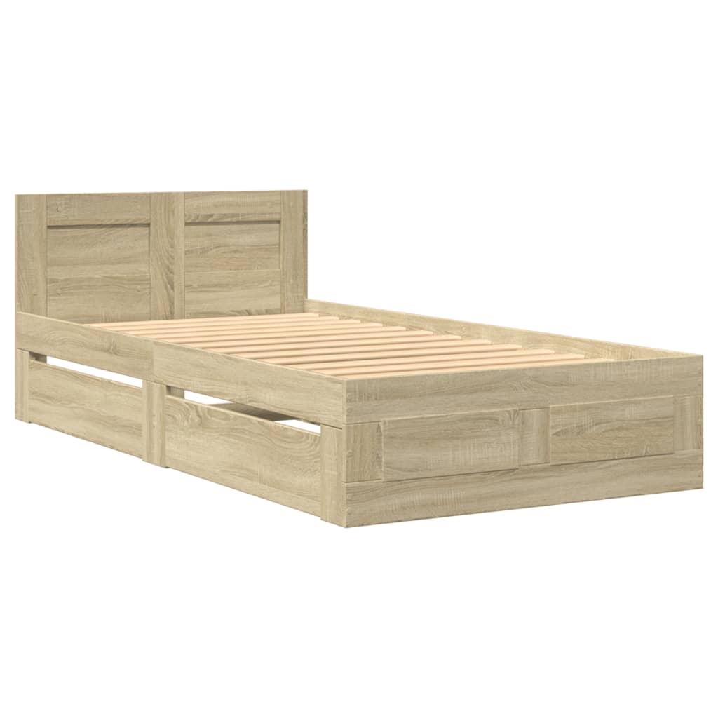 Cadre de lit et tête de lit sans matelas chêne sonoma 90x190 cm - XIOS