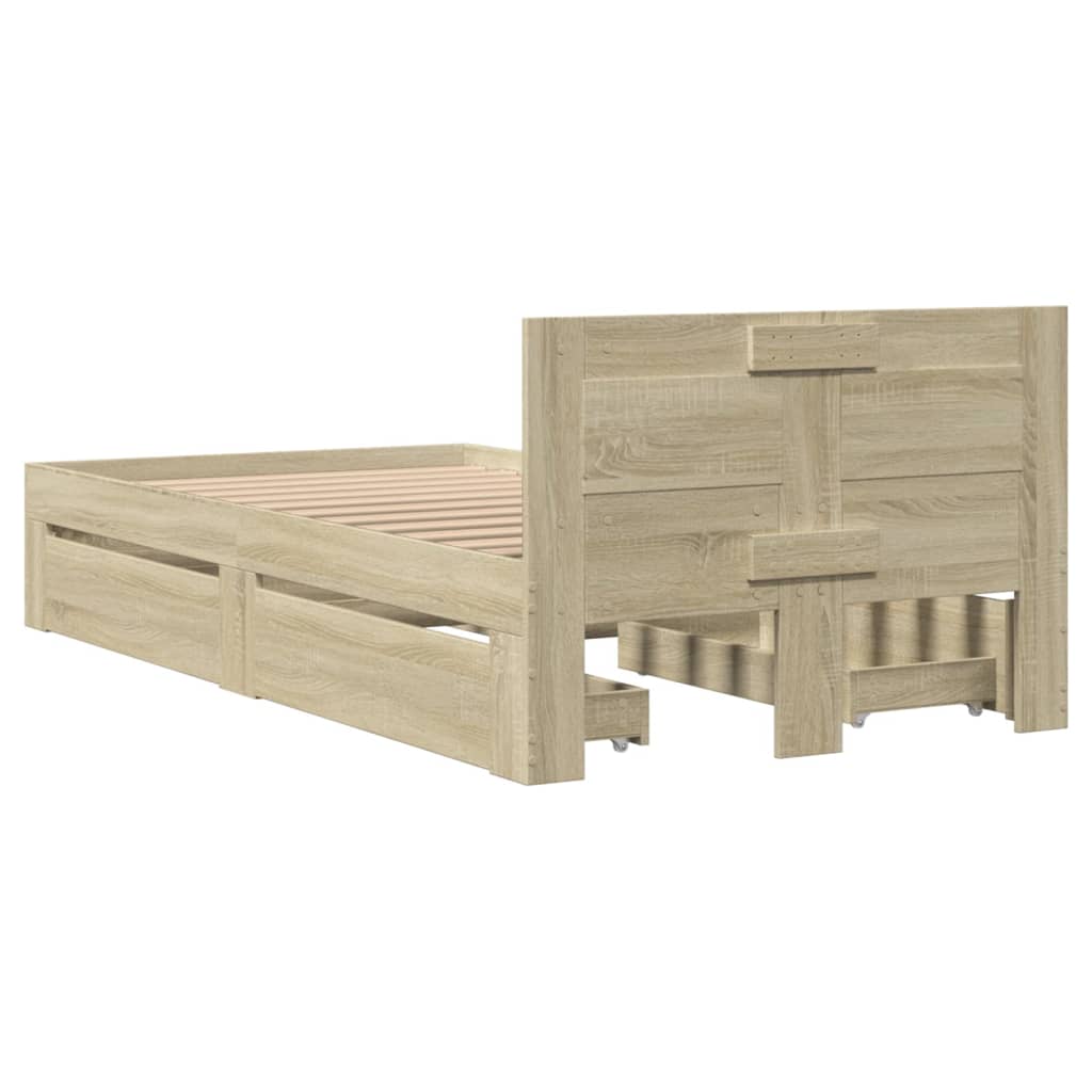 Cadre de lit et tête de lit sans matelas chêne sonoma 90x190 cm - XIOS