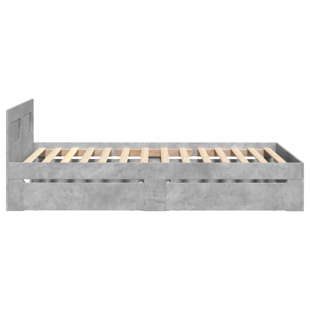 Cadre de lit avec tête de lit sans matelas gris béton 90x190 cm - XIOS
