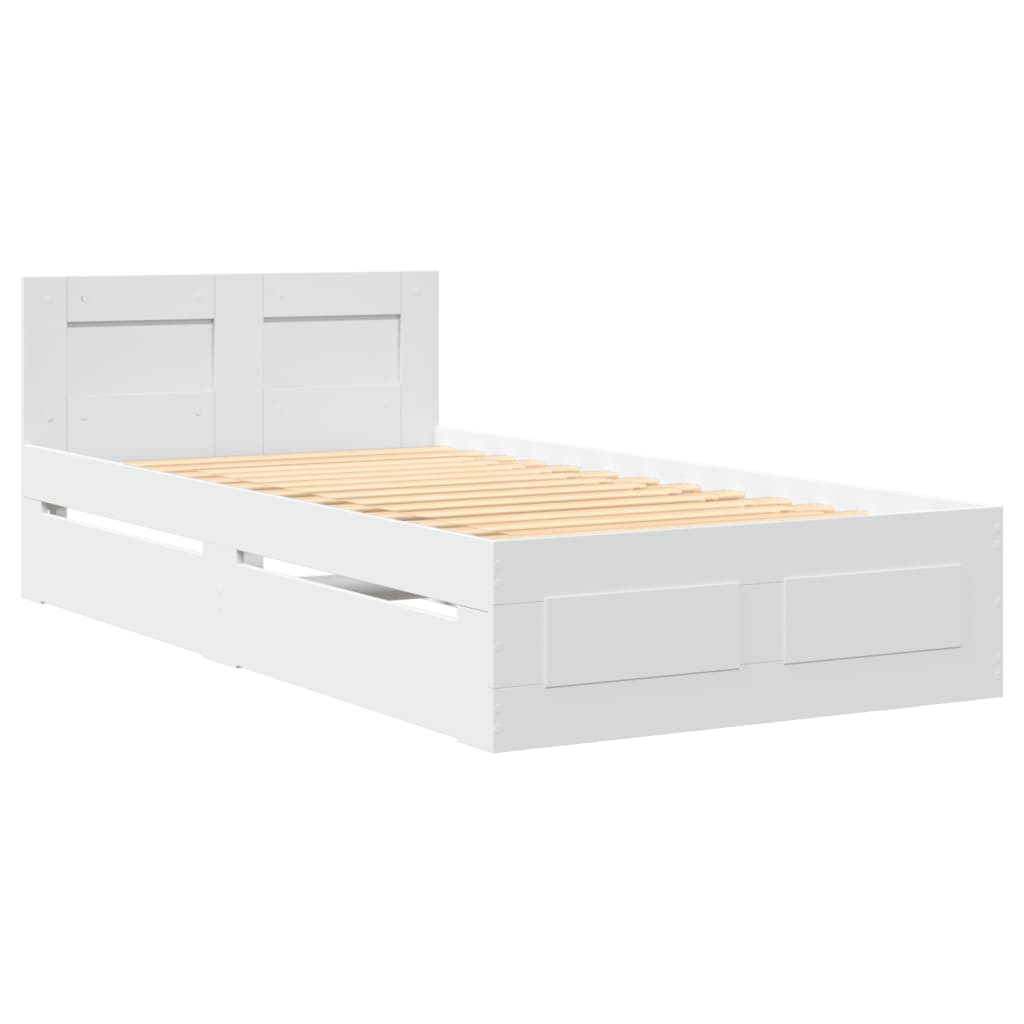 Cadre de lit avec tête de lit sans matelas blanc 75x190 cm - XIOS