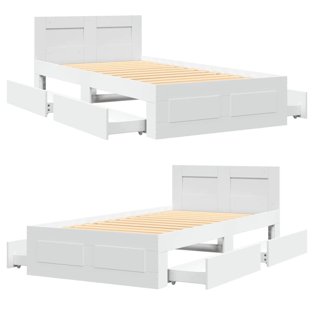 Cadre de lit avec tête de lit sans matelas blanc 75x190 cm - XIOS