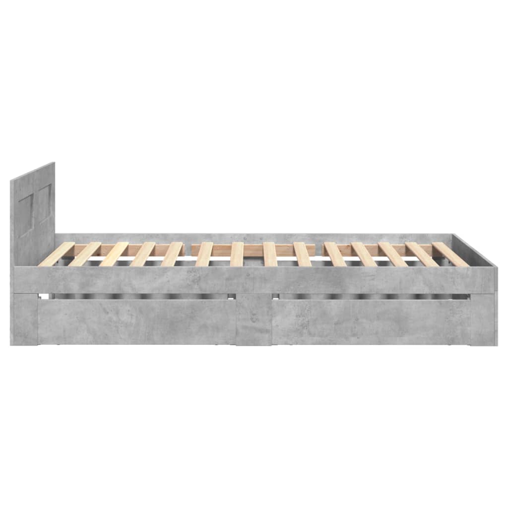 Cadre de lit avec tête de lit sans matelas gris béton 75x190 cm - XIOS