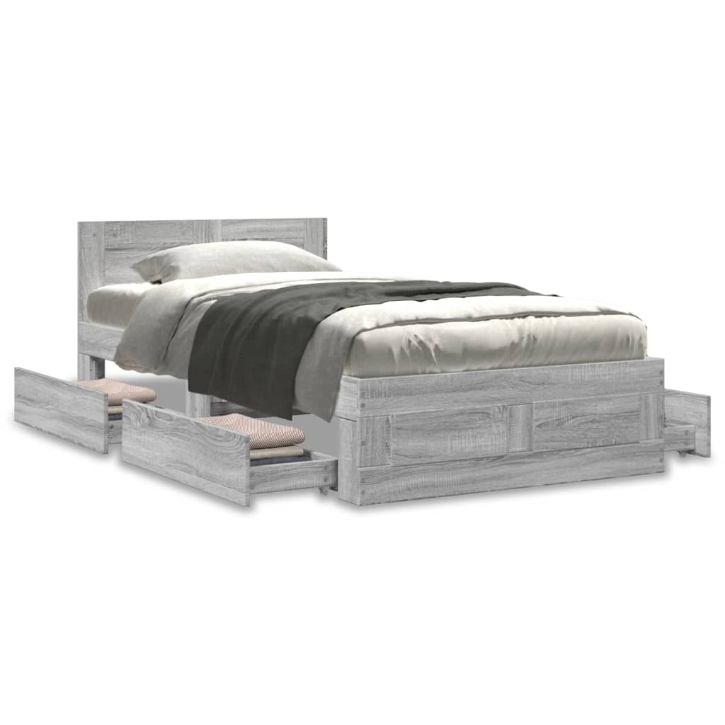 Cadre de lit avec tête de lit sans matelas sonoma gris 75x190cm - XIOS