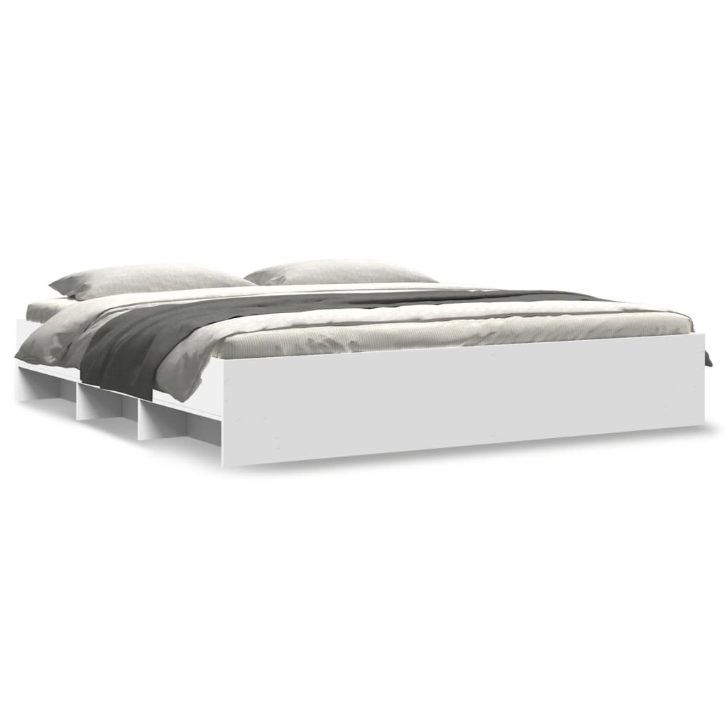 Cadre de lit sans matelas blanc 200x200 cm bois d'ingénierie - XIOS