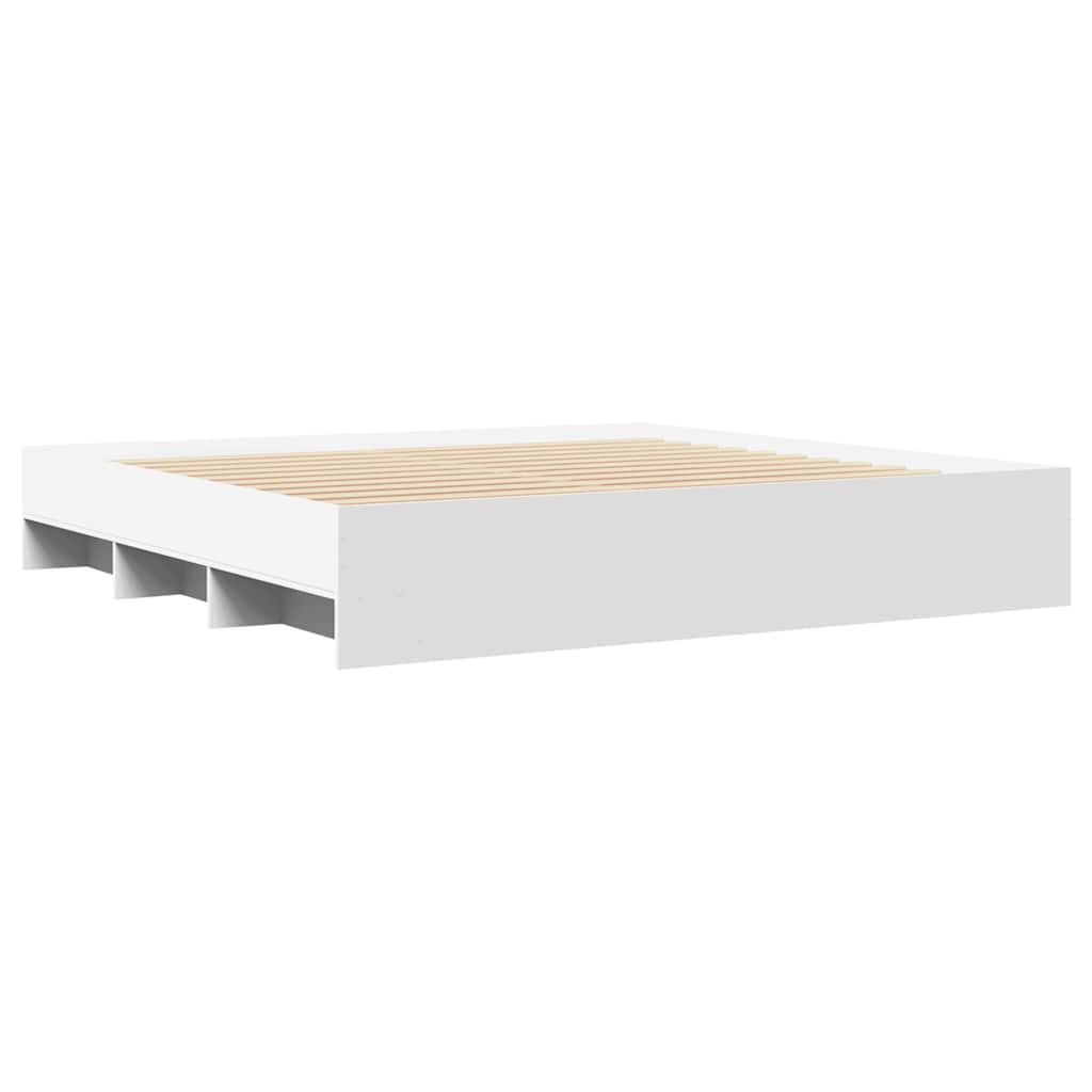 Cadre de lit sans matelas blanc 200x200 cm bois d'ingénierie - XIOS