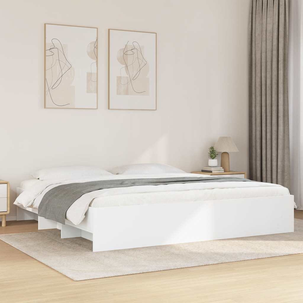 Cadre de lit sans matelas blanc 200x200 cm bois d'ingénierie - XIOS