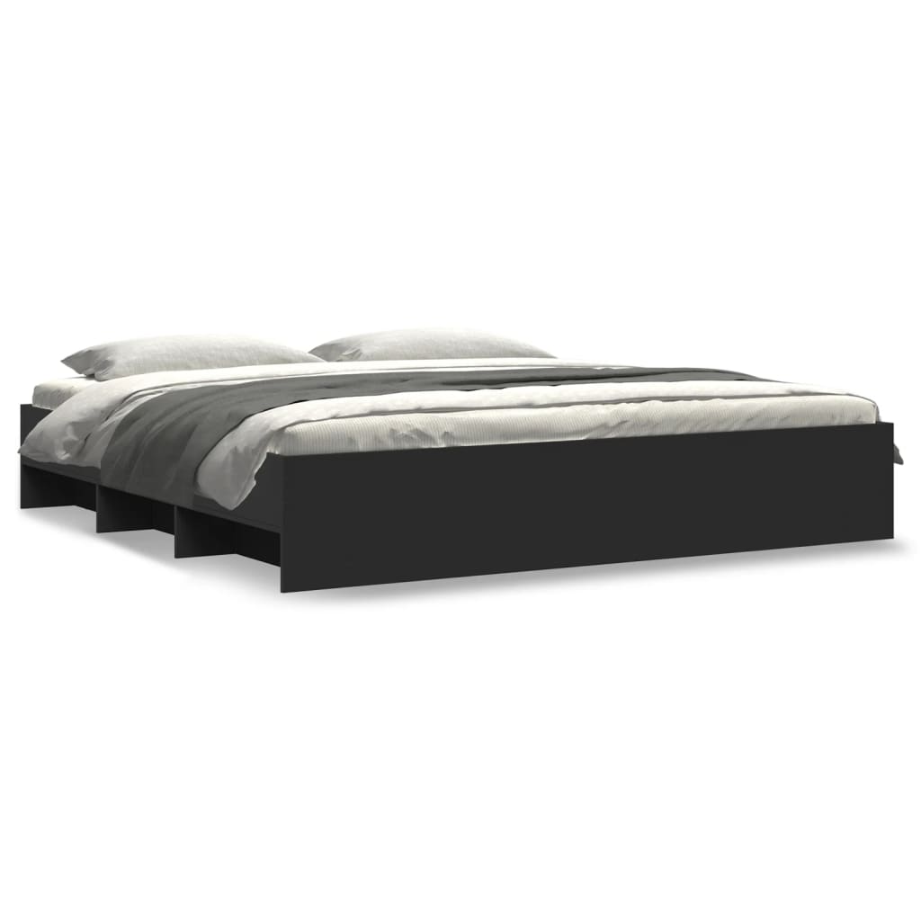 Cadre de lit sans matelas noir 200x200 cm bois d'ingénierie - XIOS