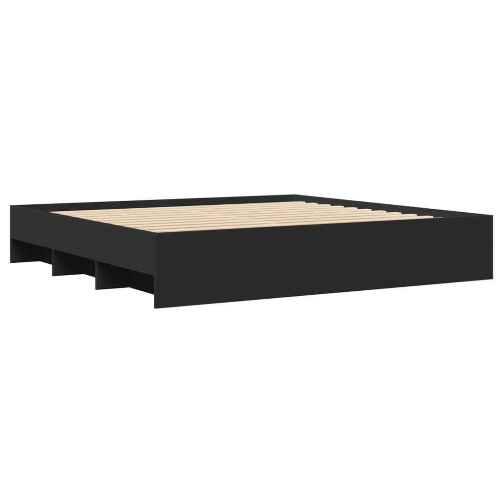Cadre de lit sans matelas noir 200x200 cm bois d'ingénierie - XIOS
