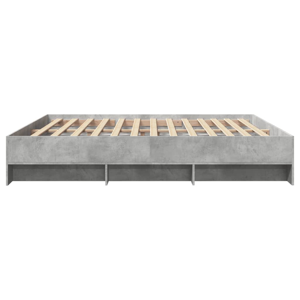 Cadre de lit sans matelas gris béton 200x200 cm bois ingénierie - XIOS