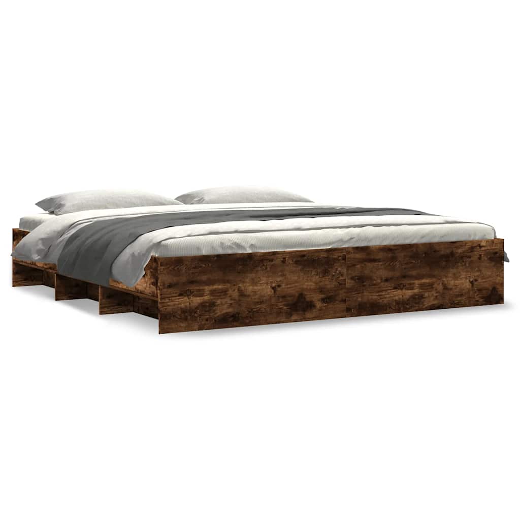 Cadre de lit sans matelas chêne fumé 200x200 cm bois ingénierie - XIOS