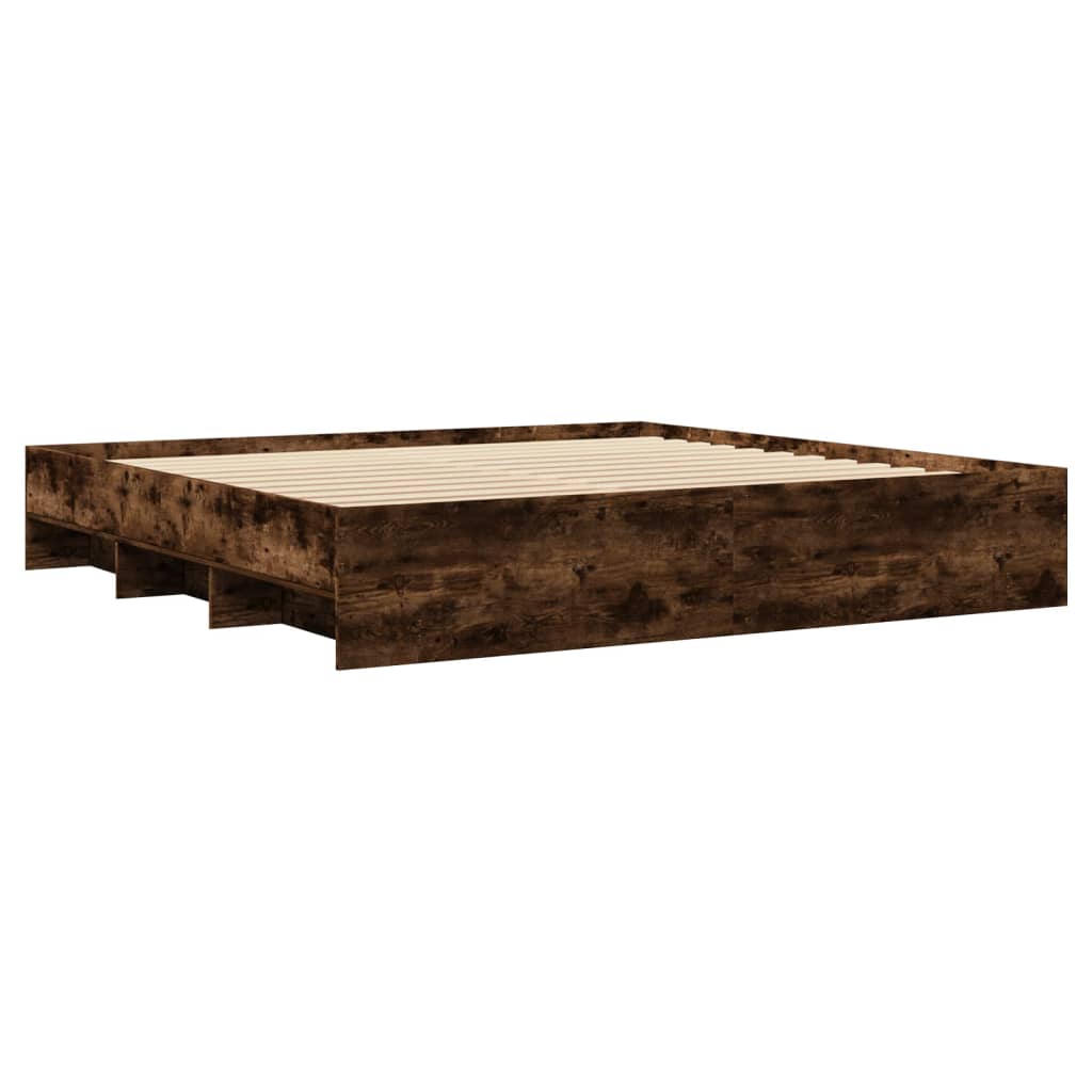 Cadre de lit sans matelas chêne fumé 200x200 cm bois ingénierie - XIOS