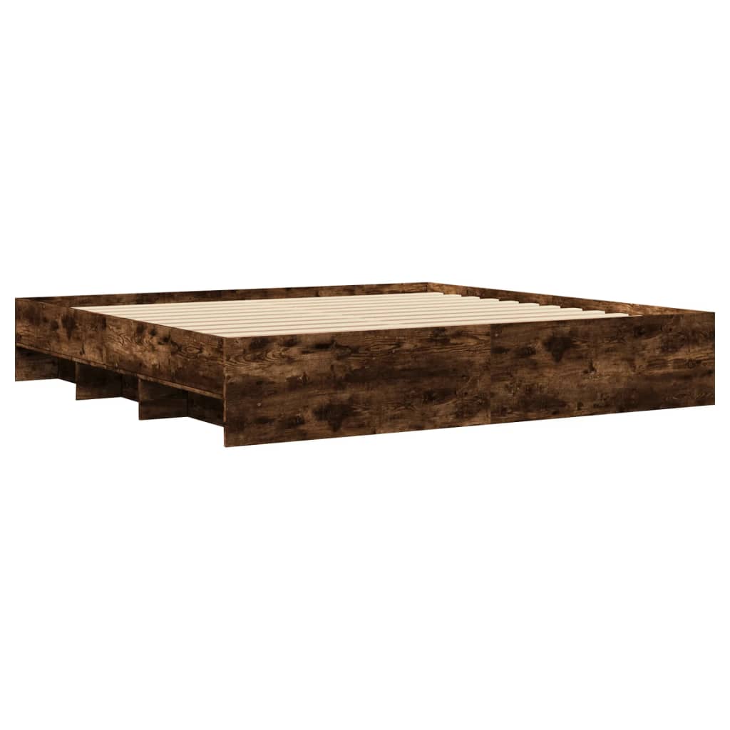 Cadre de lit sans matelas chêne fumé 200x200 cm bois ingénierie - XIOS