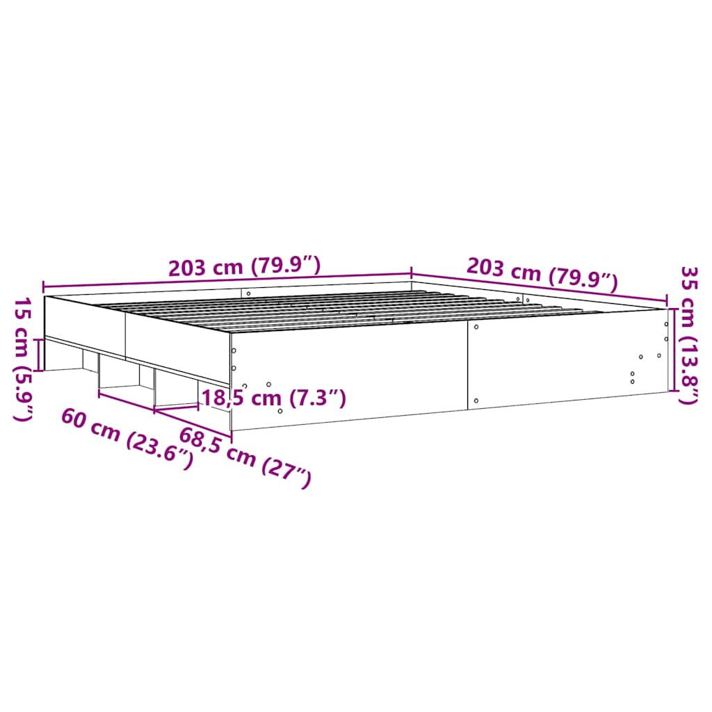 Cadre de lit sans matelas chêne marron 200x200 cm - XIOS