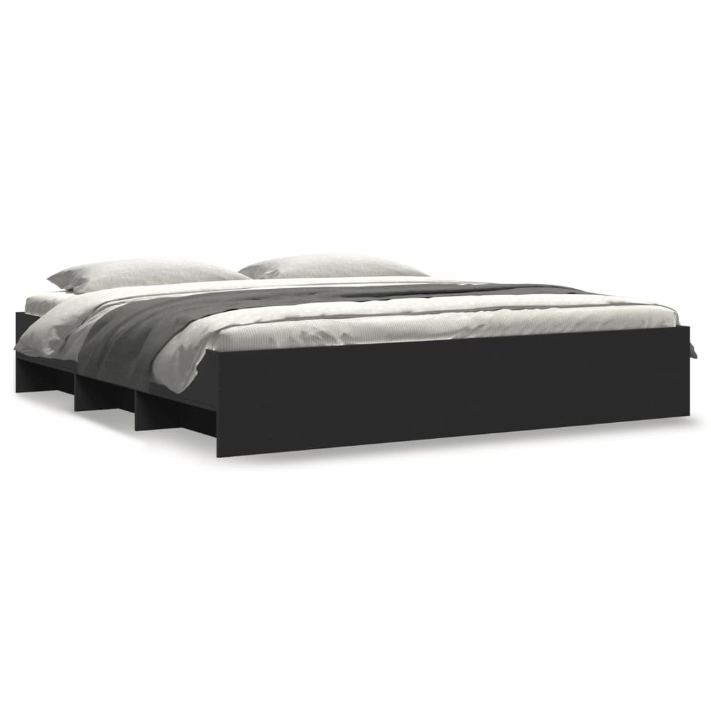 Cadre de lit sans matelas noir 180x200 cm bois d'ingénierie - XIOS