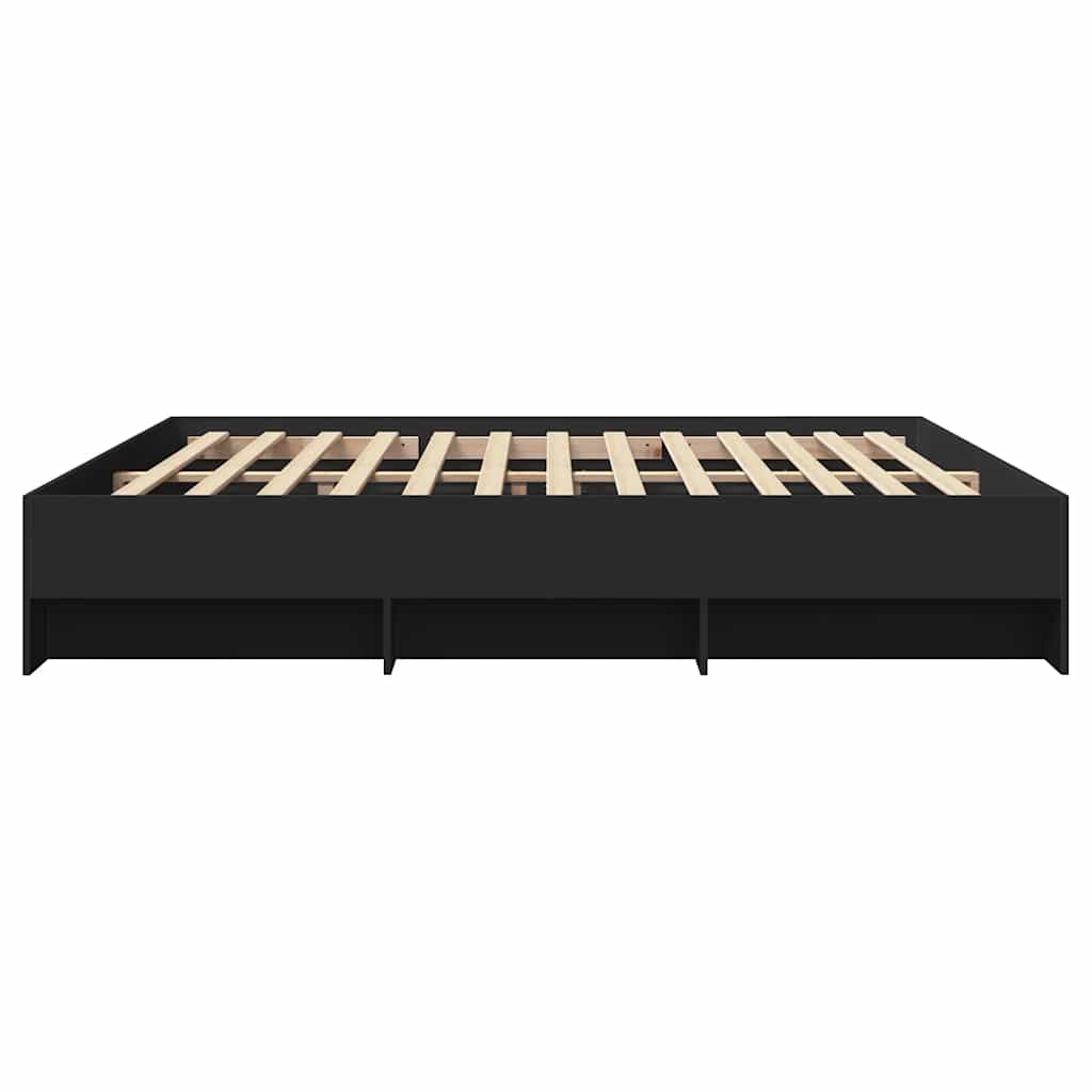 Cadre de lit sans matelas noir 180x200 cm bois d'ingénierie