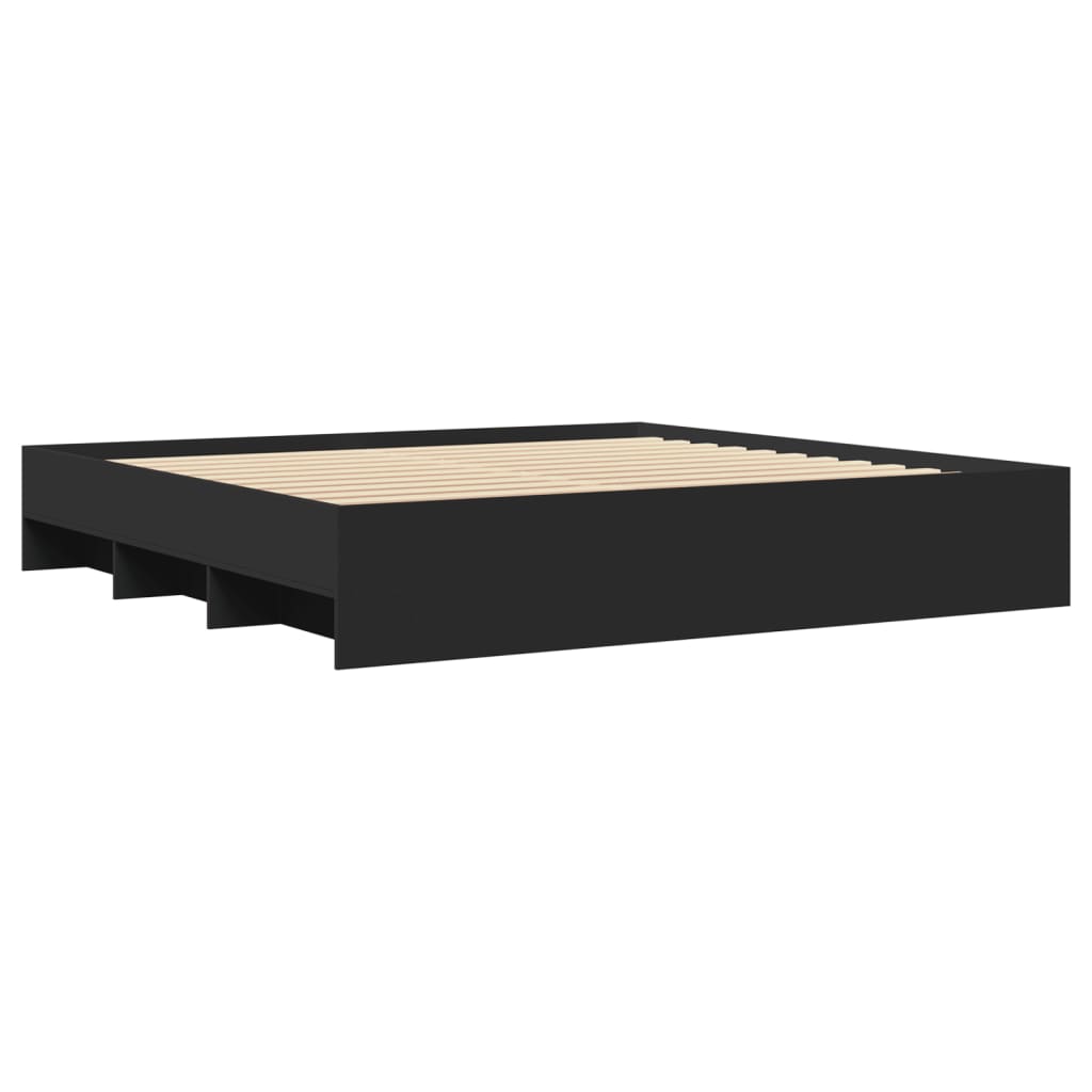 Cadre de lit sans matelas noir 180x200 cm bois d'ingénierie - XIOS