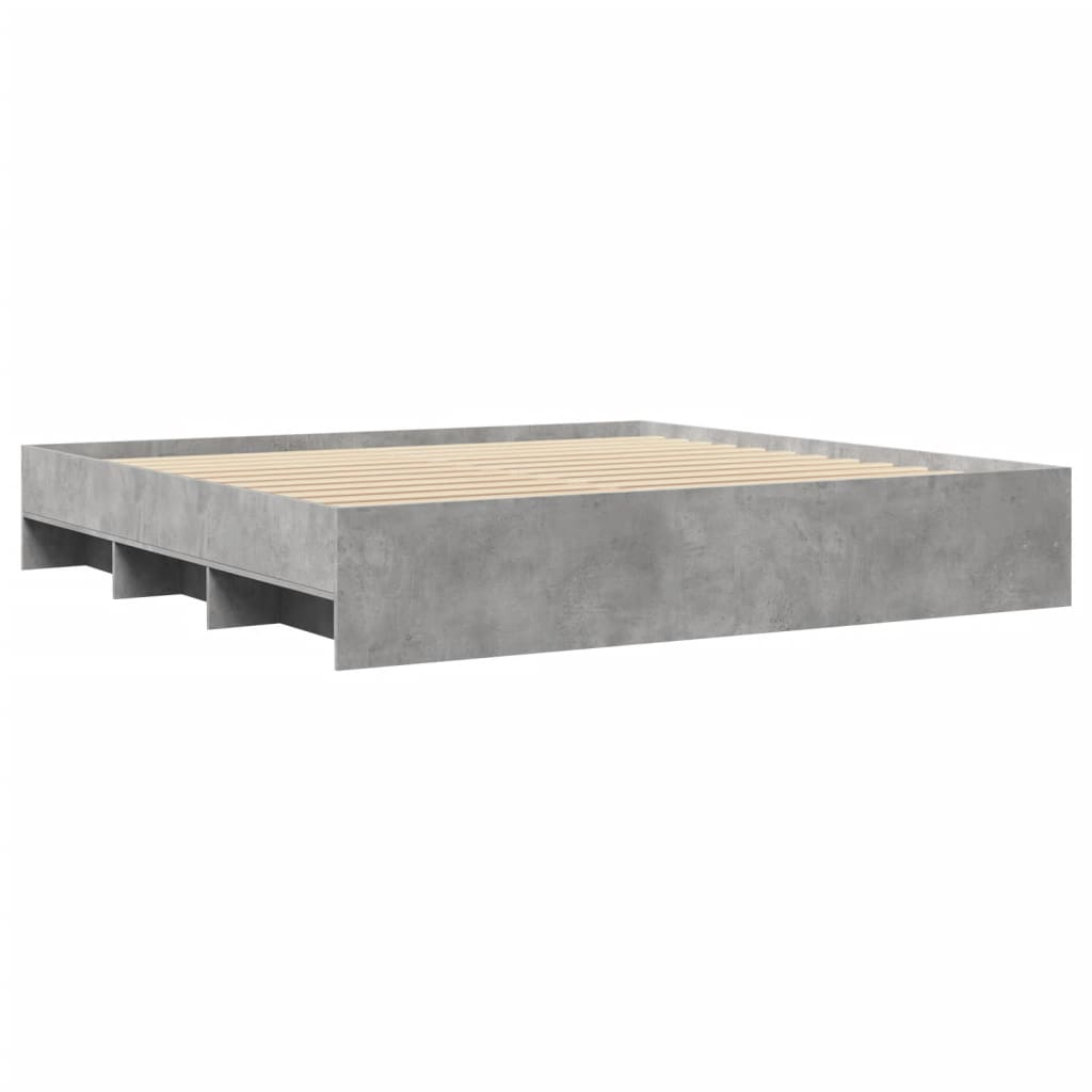 Cadre de lit sans matelas gris béton 180x200 cm bois ingénierie - XIOS