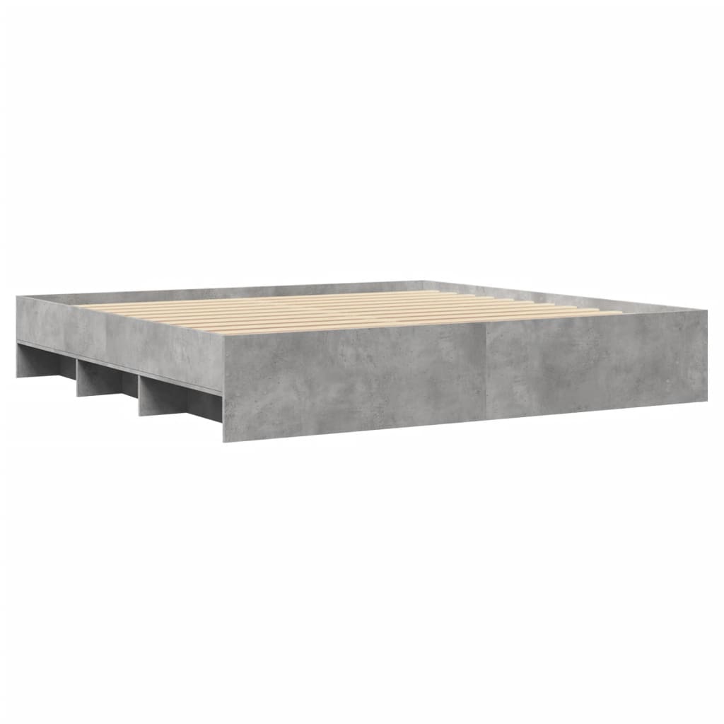 Cadre de lit sans matelas gris béton 180x200 cm bois ingénierie - XIOS