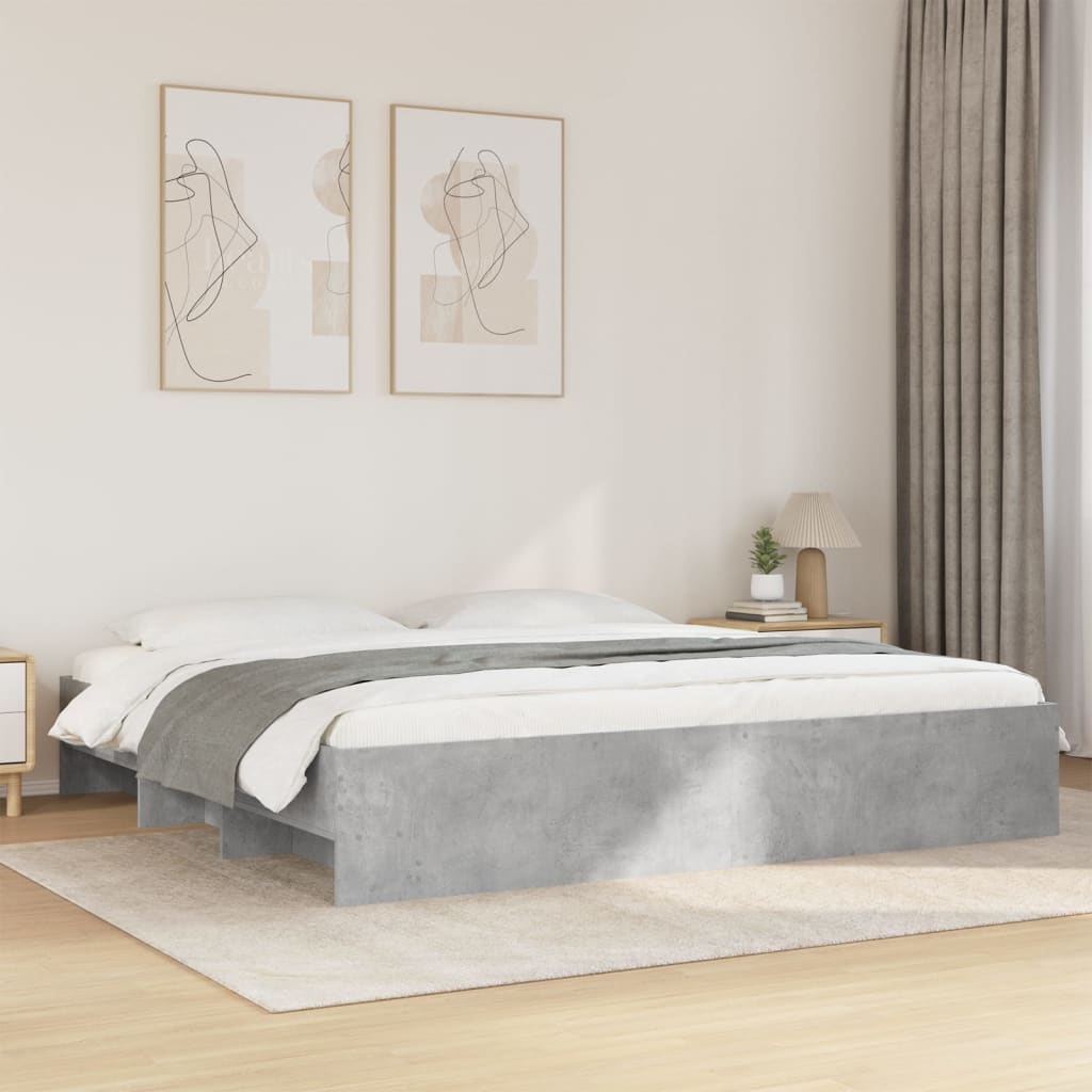 Cadre de lit sans matelas gris béton 180x200 cm bois ingénierie - XIOS