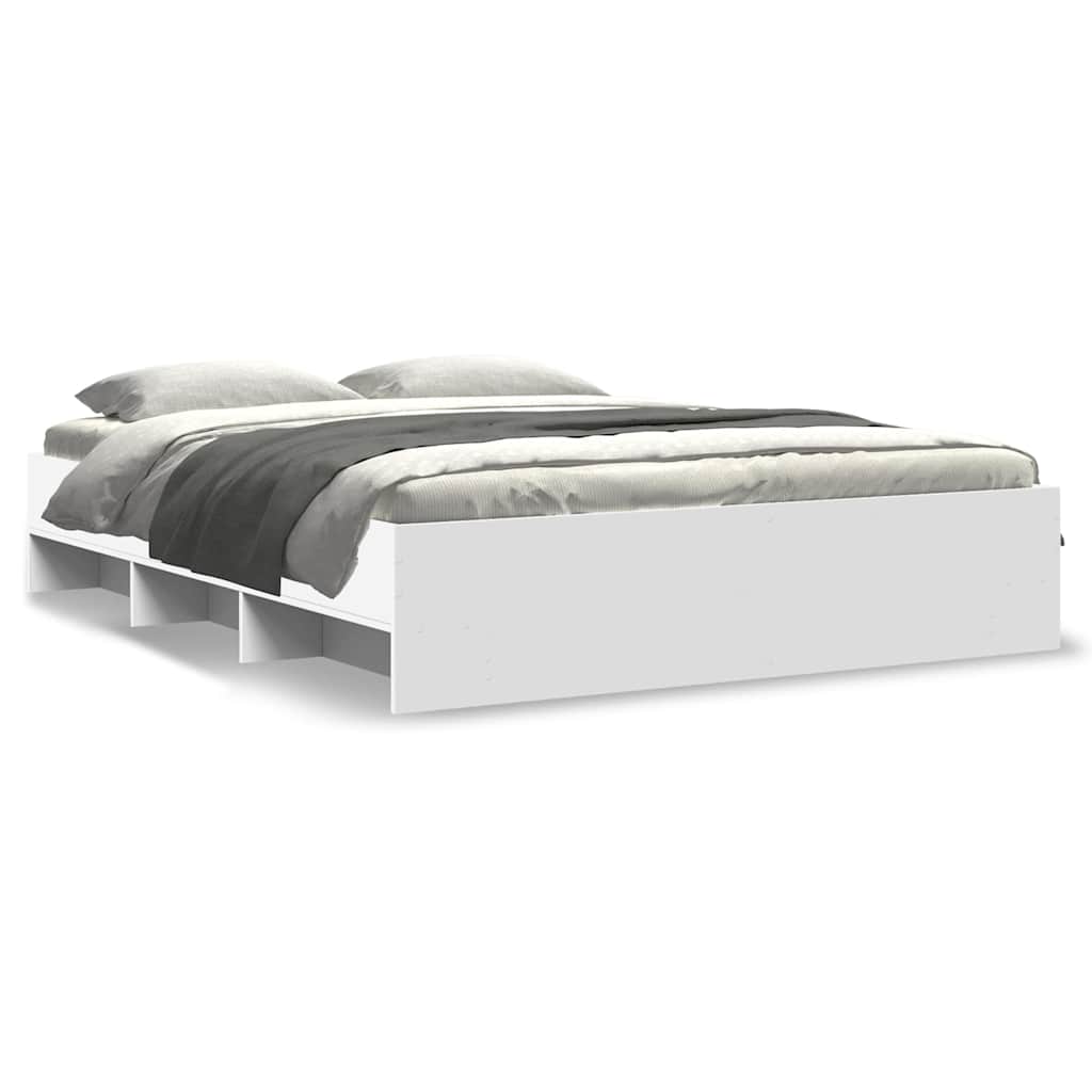 Cadre de lit sans matelas blanc 160x200 cm bois d'ingénierie