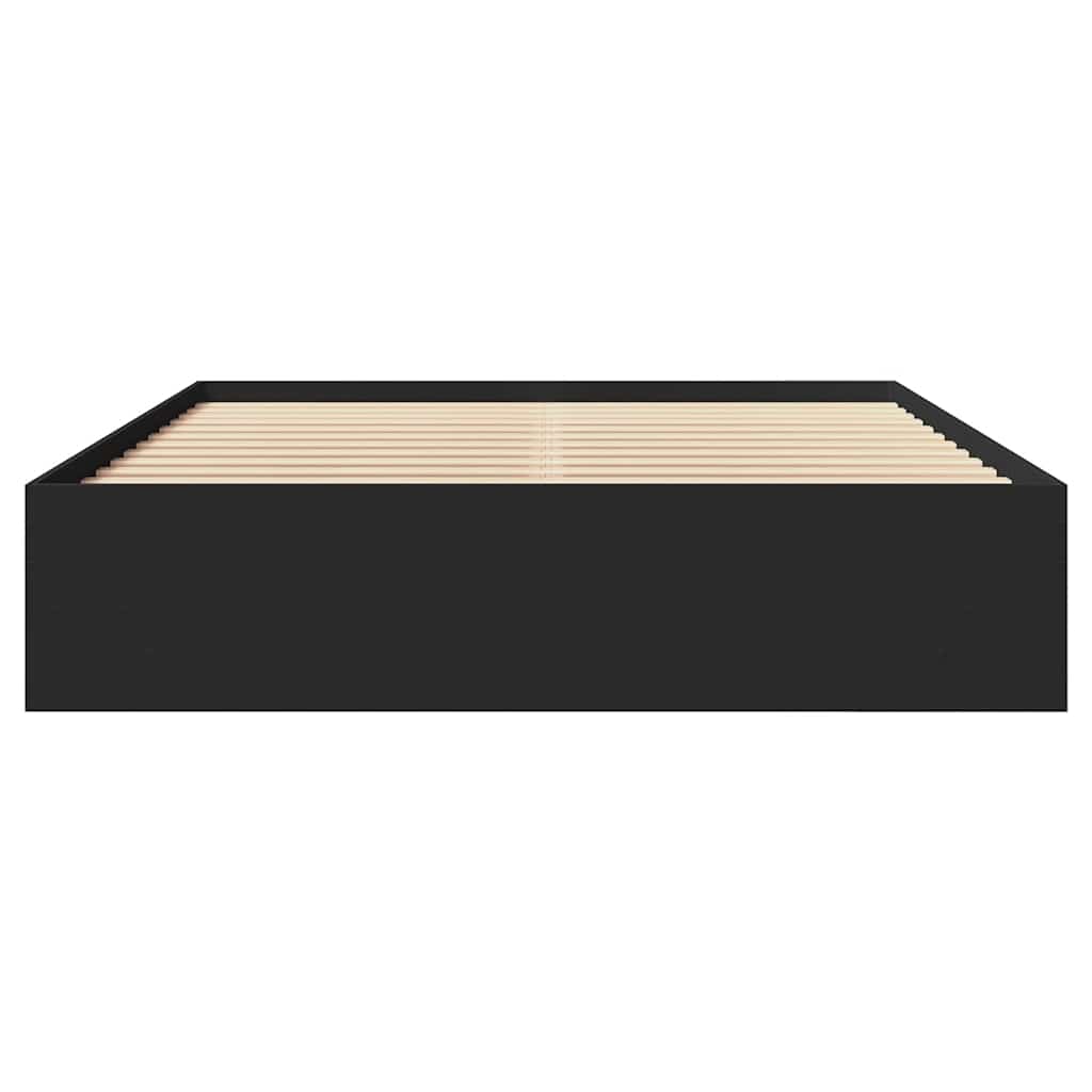 Cadre de lit sans matelas noir 160x200 cm bois d'ingénierie