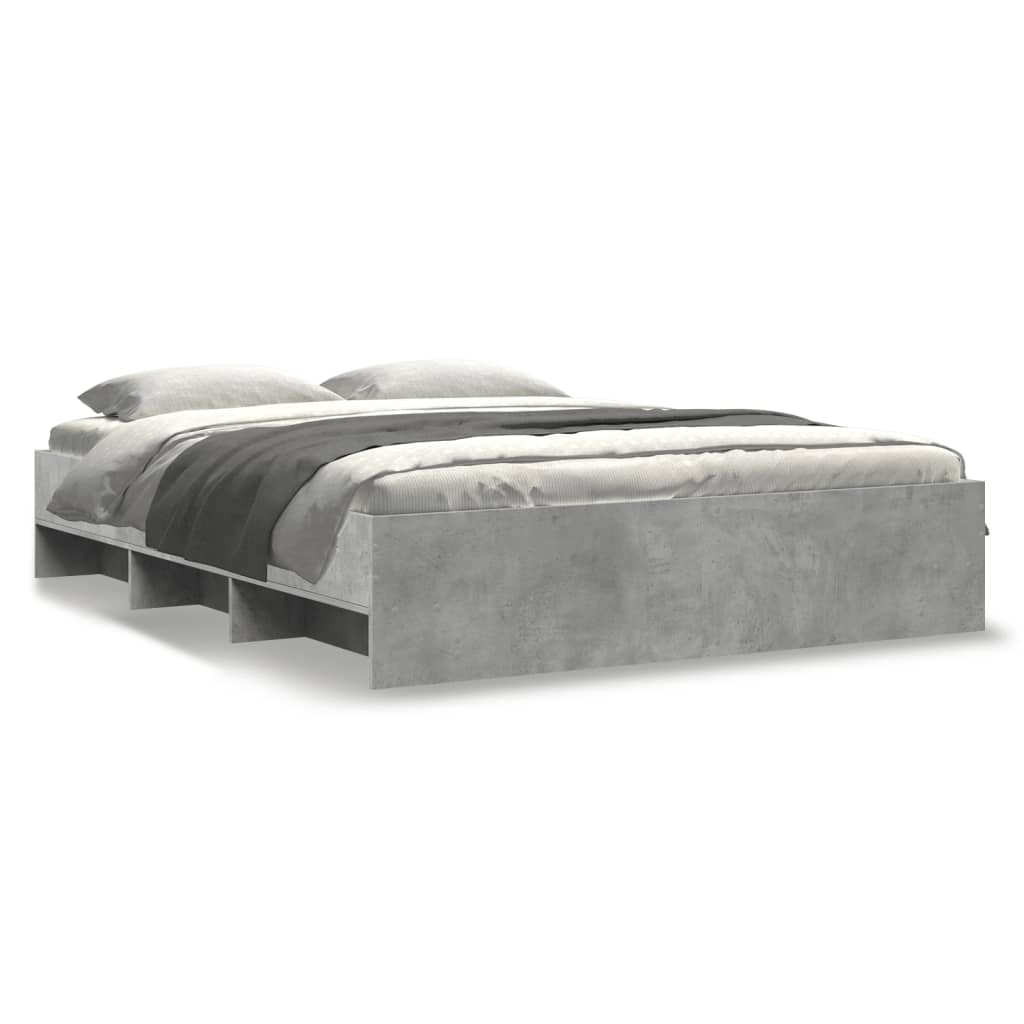 Cadre de lit sans matelas gris béton 160x200 cm bois ingénierie - XIOS