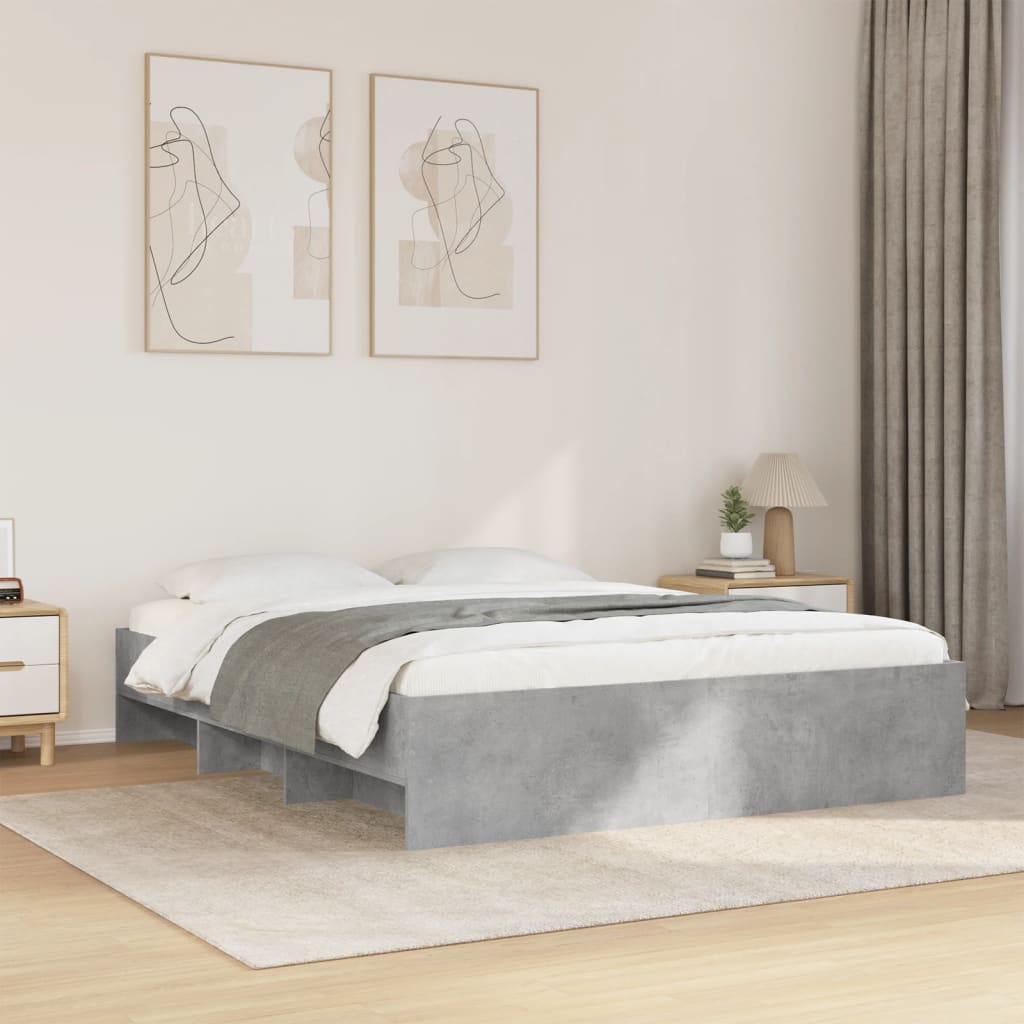 Cadre de lit sans matelas gris béton 160x200 cm bois ingénierie - XIOS