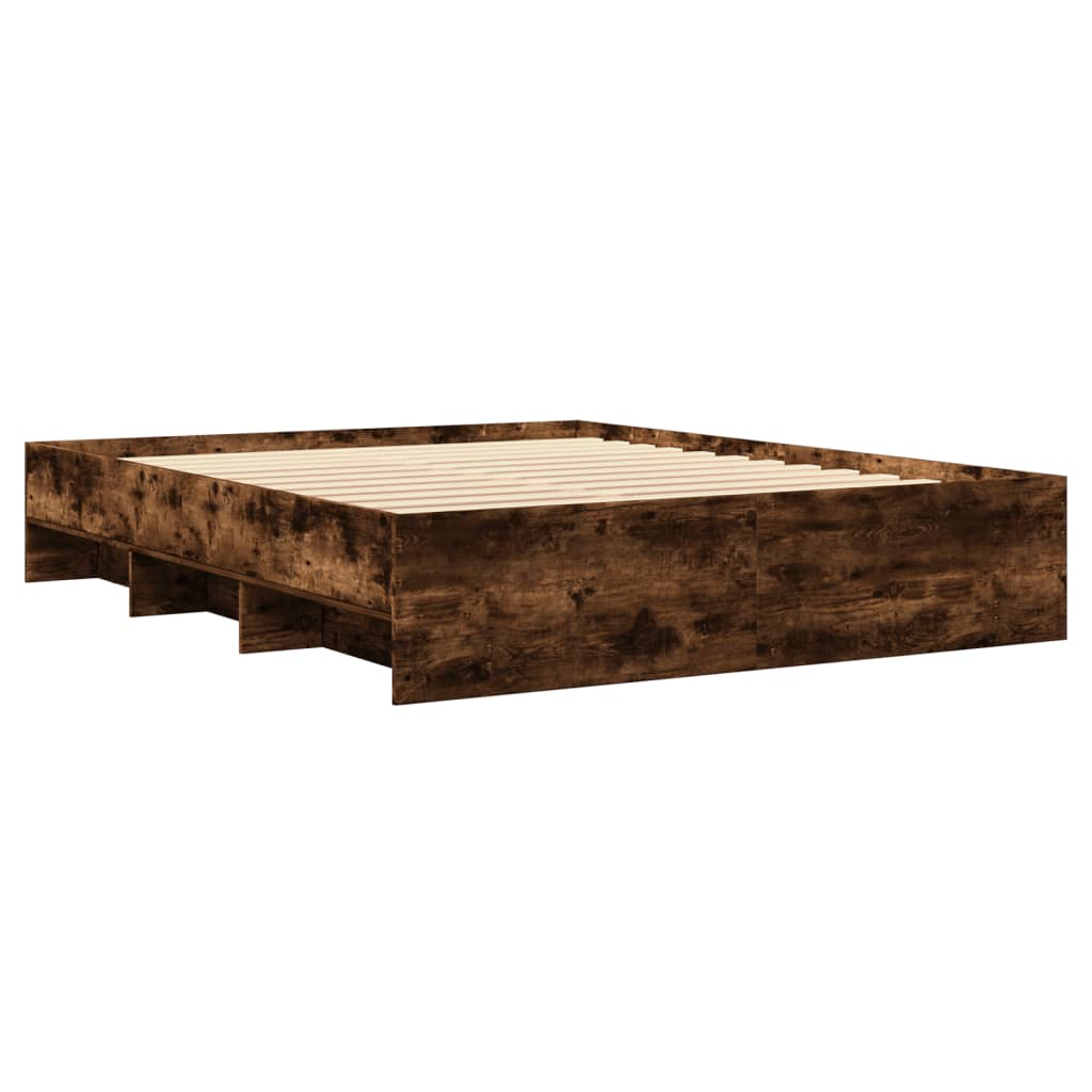 Cadre de lit sans matelas chêne fumé 160x200 cm bois ingénierie - XIOS