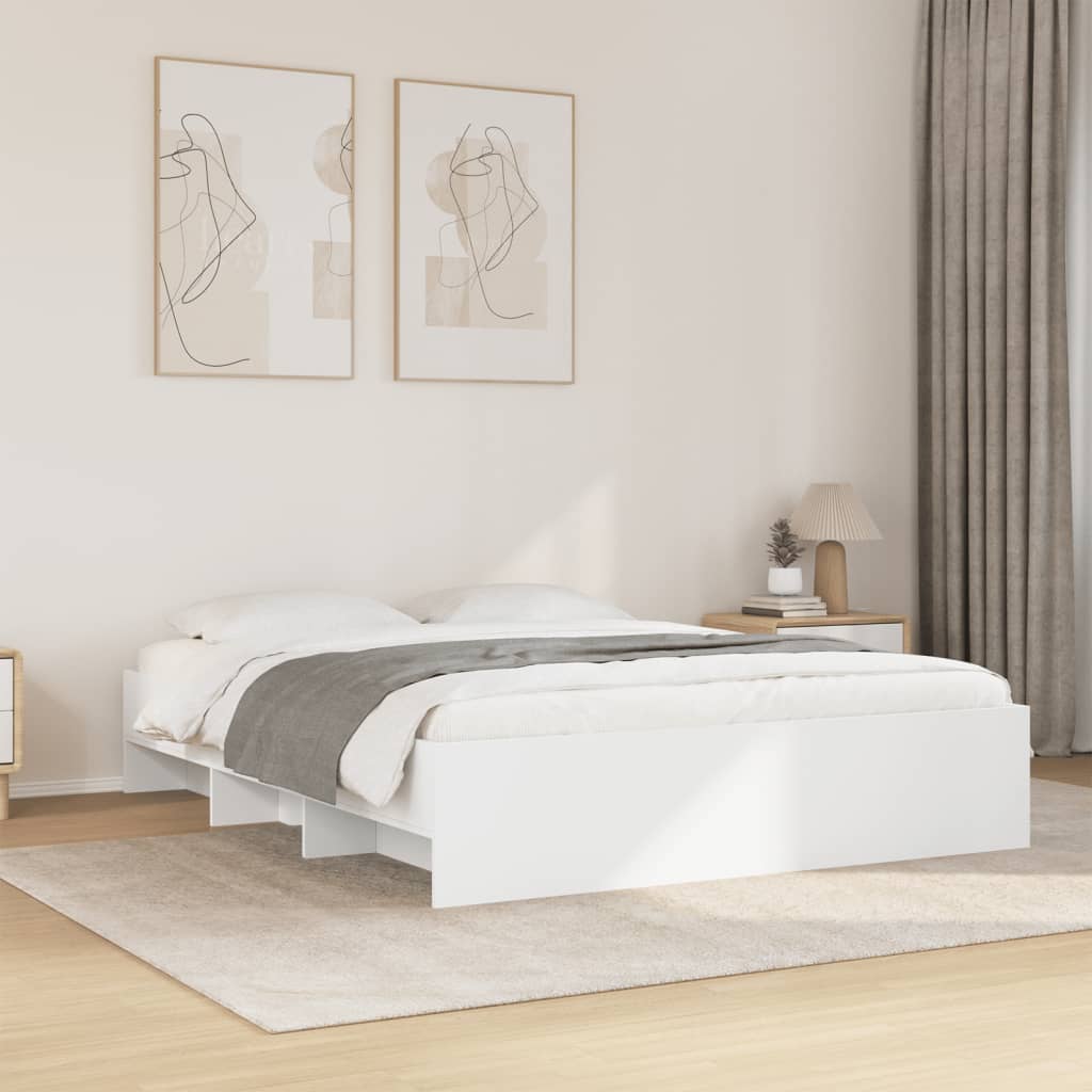 Cadre de lit sans matelas blanc 150x200 cm bois d'ingénierie - XIOS