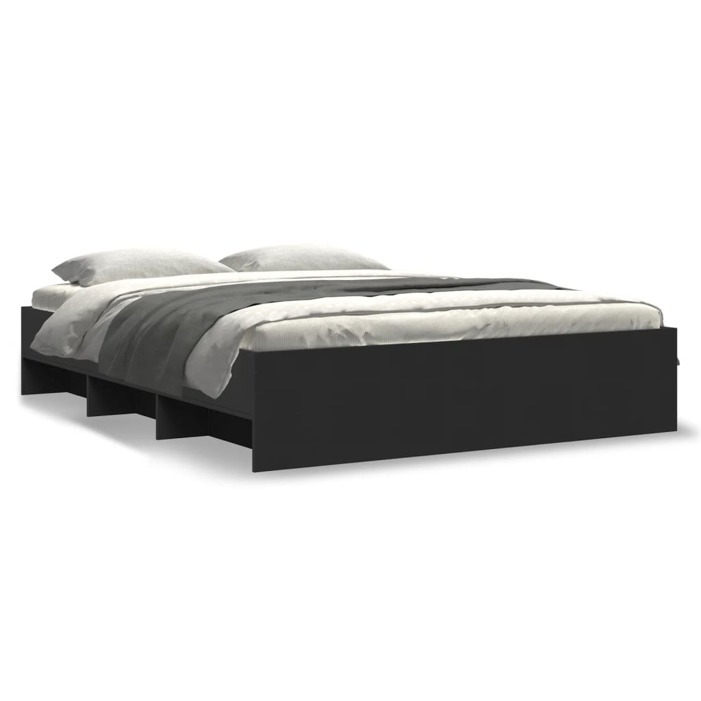 Cadre de lit sans matelas noir 150x200 cm bois d'ingénierie