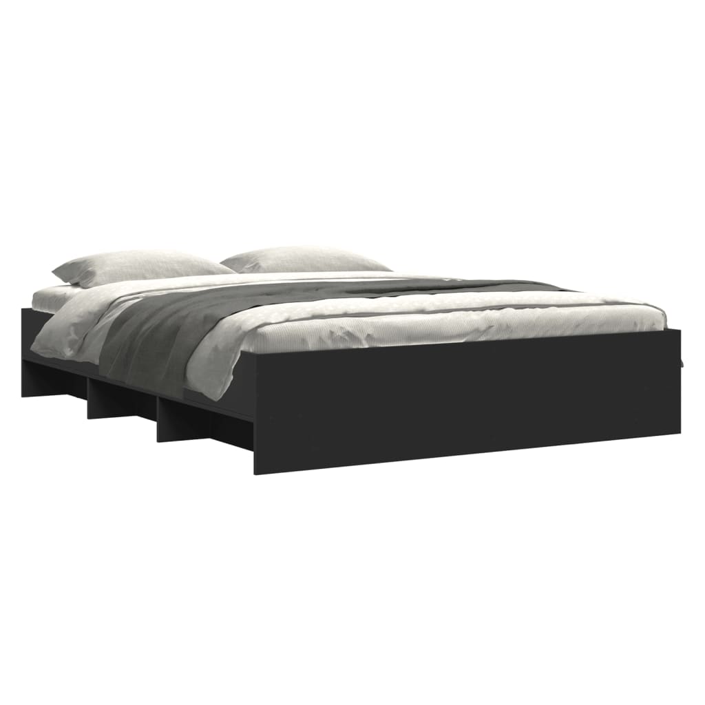 Cadre de lit sans matelas noir 150x200 cm bois d'ingénierie - XIOS