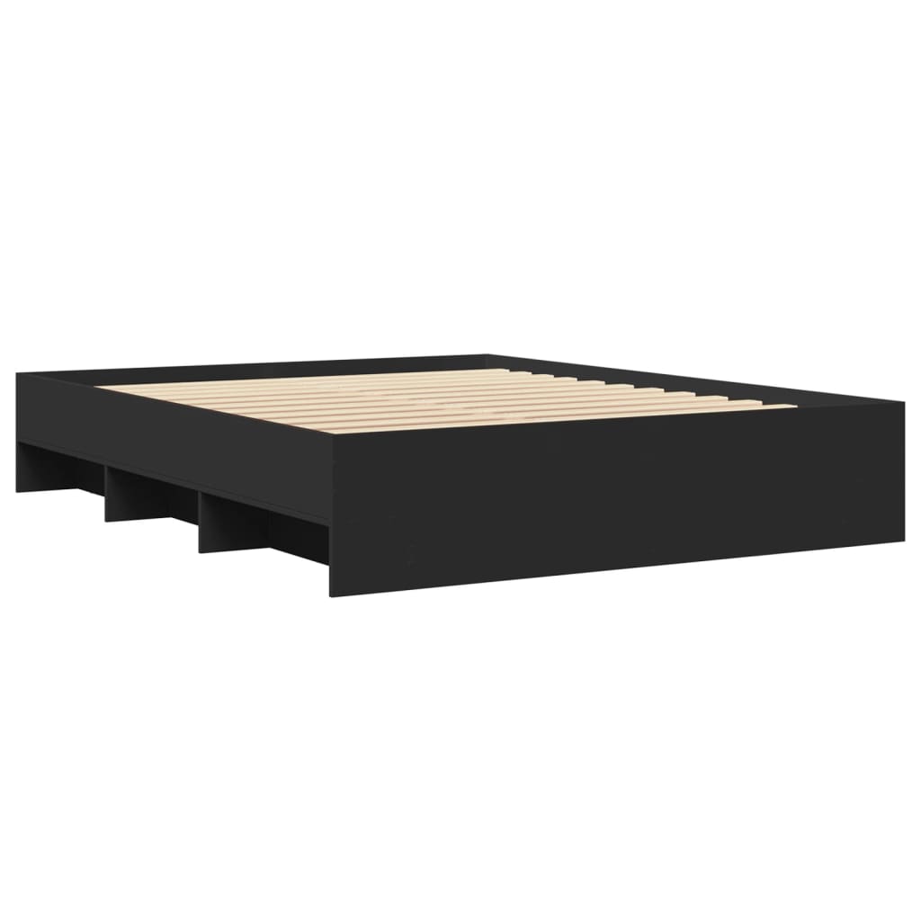 Cadre de lit sans matelas noir 150x200 cm bois d'ingénierie