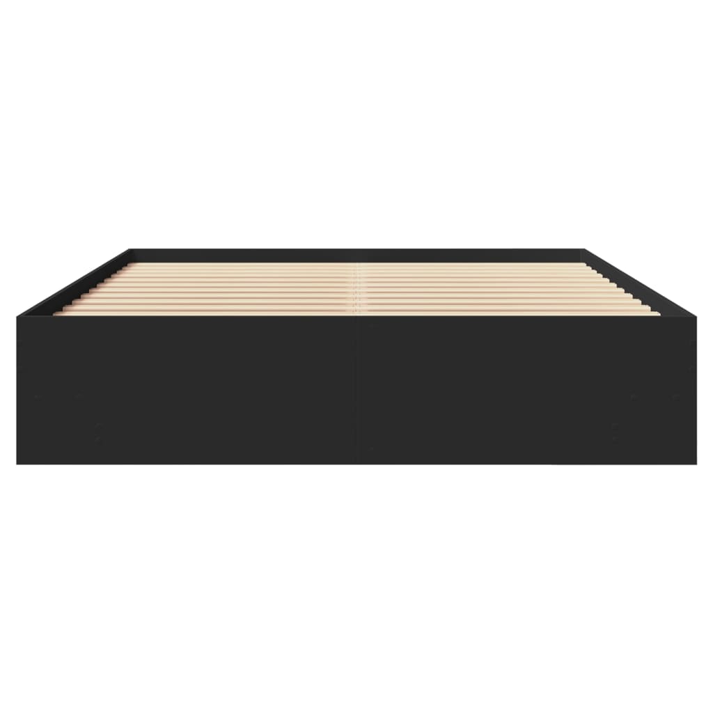 Cadre de lit sans matelas noir 150x200 cm bois d'ingénierie